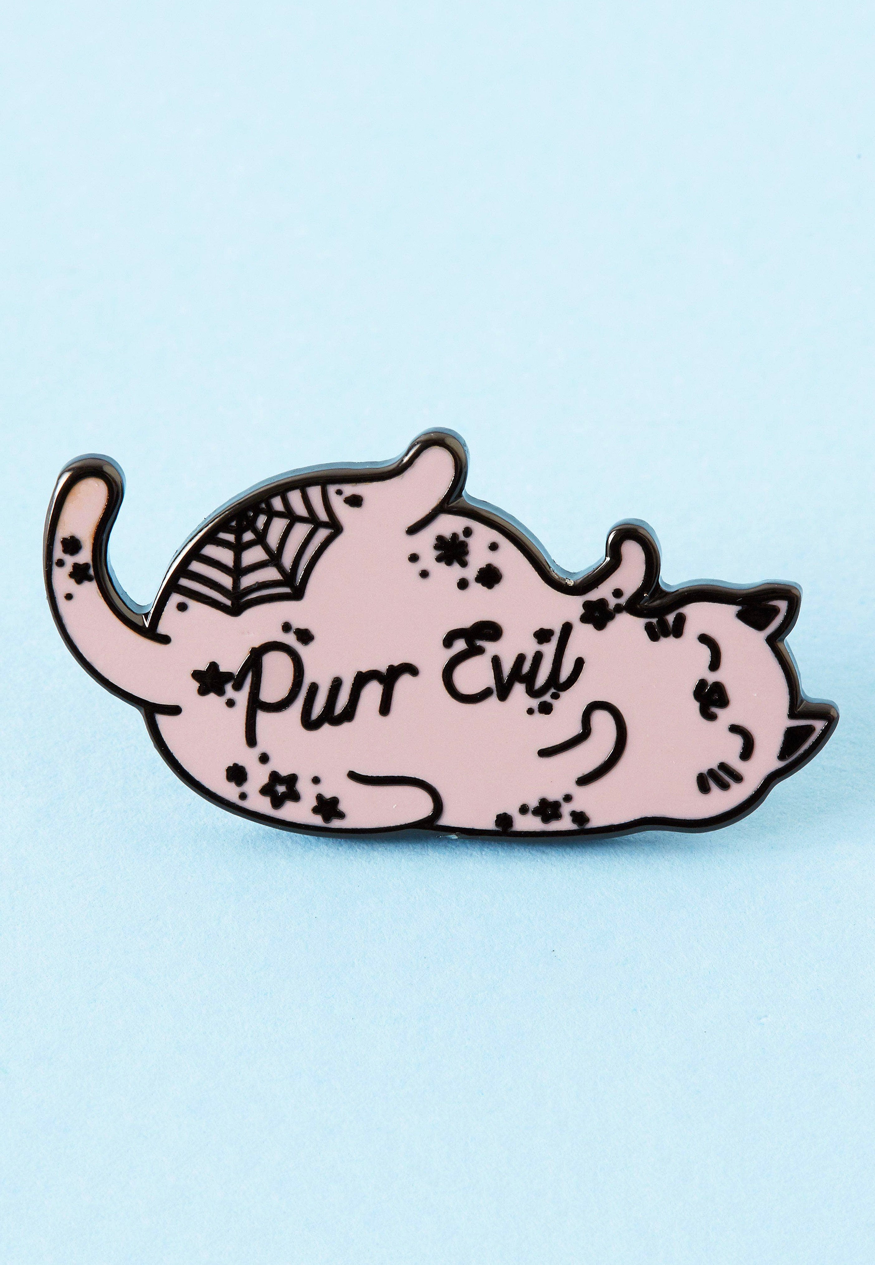 Punky Pins - Purr Evil Pink Cat Enamel - Pin | Neutral-Image