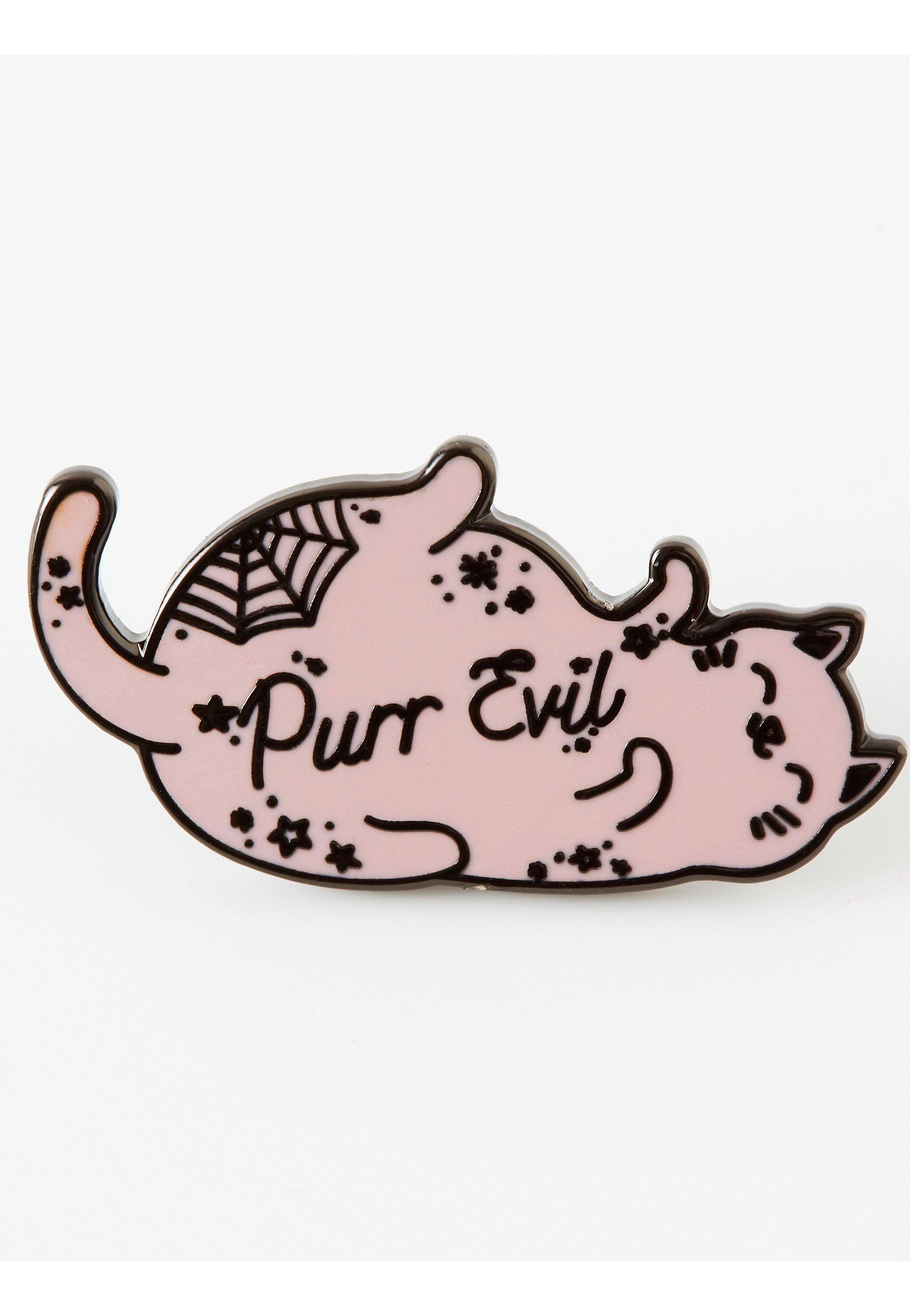 Punky Pins - Purr Evil Pink Cat Enamel - Pin | Neutral-Image