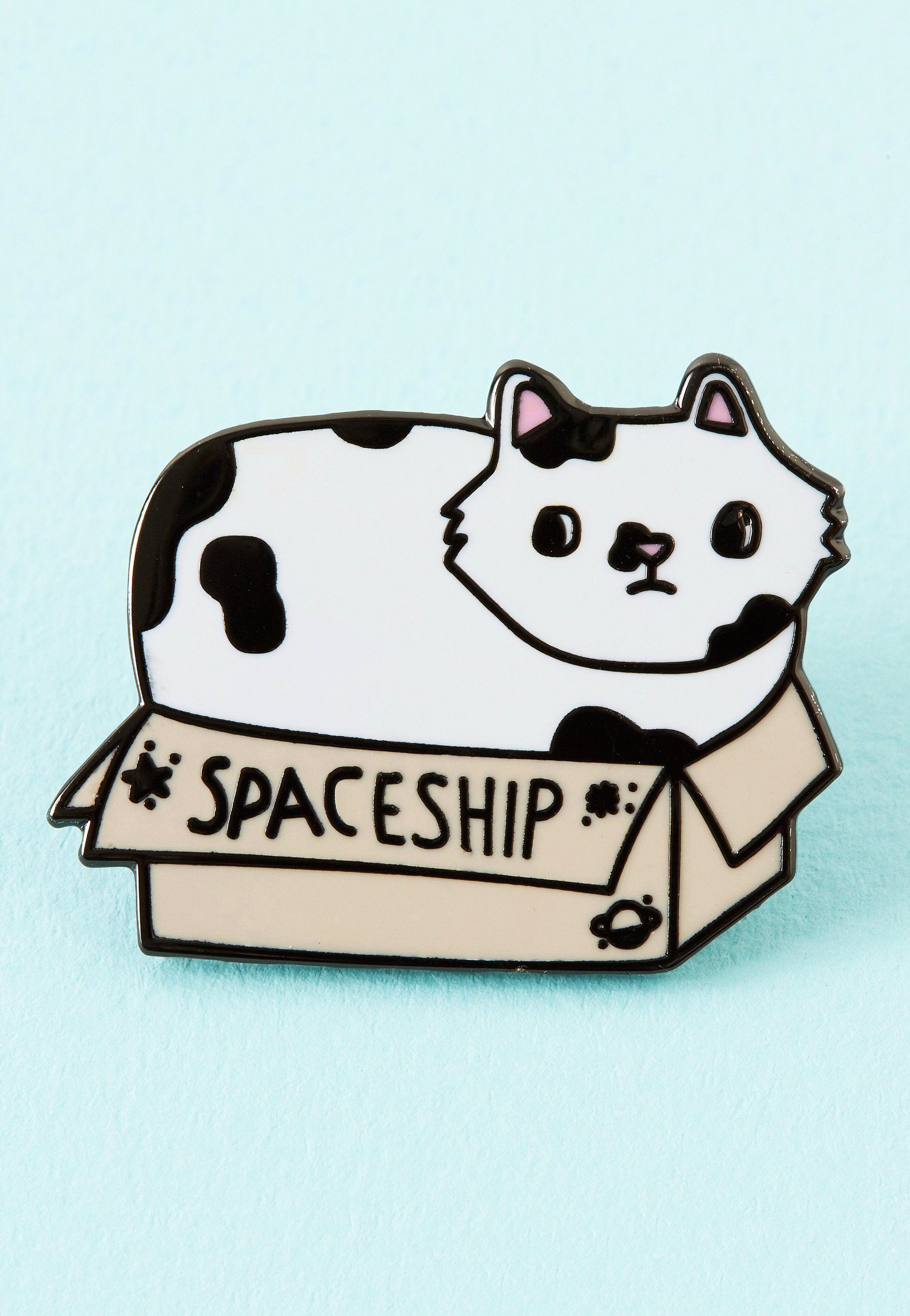 Punky Pins - Spaceship Cat In A Box Enamel - Pin | Neutral-Image