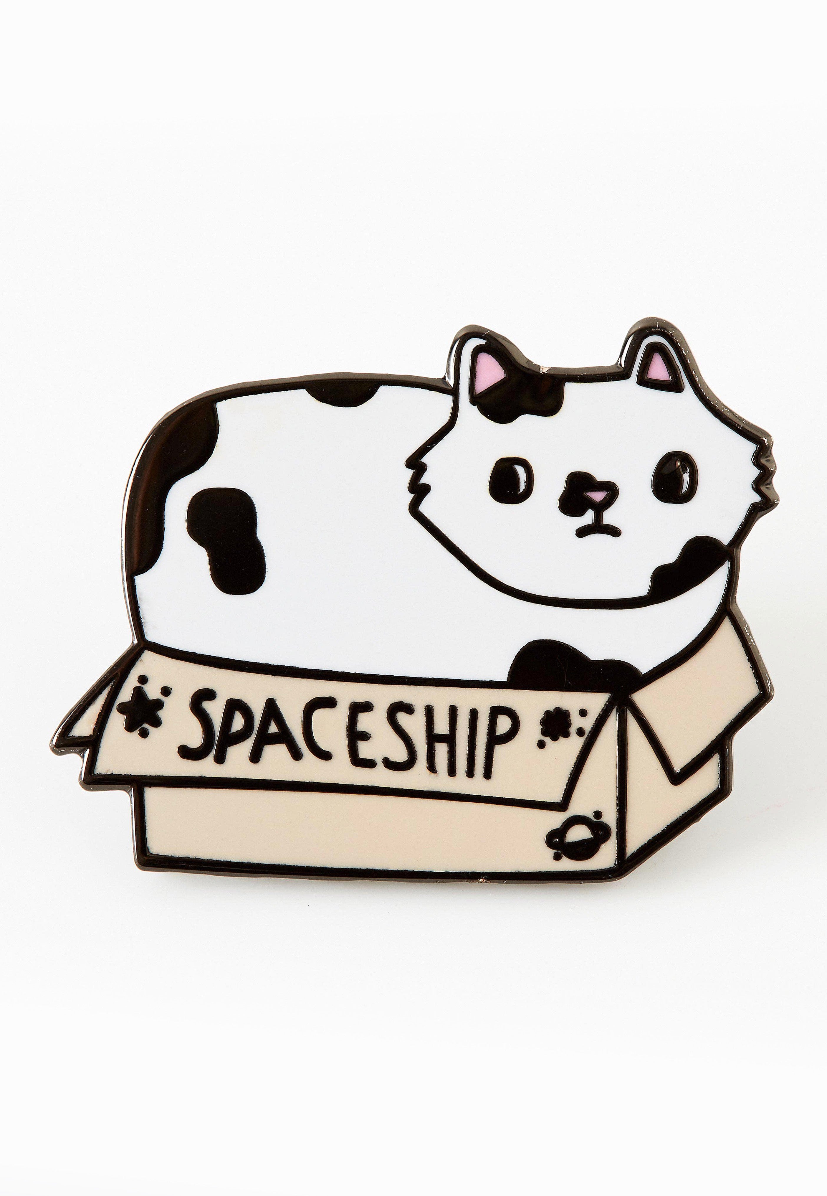 Punky Pins - Spaceship Cat In A Box Enamel - Pin | Neutral-Image