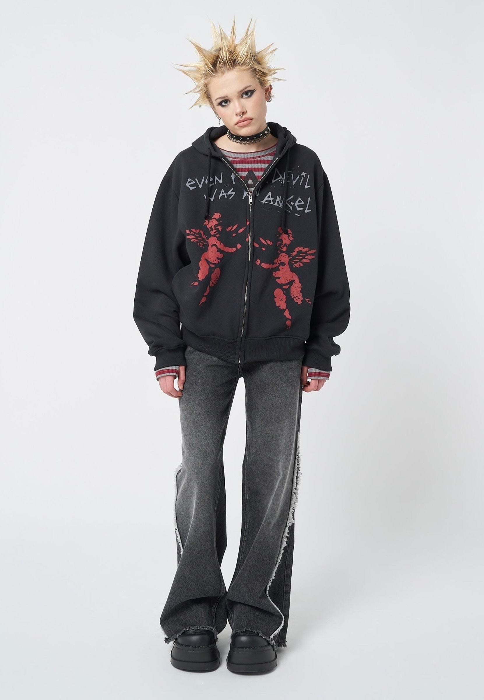 Minga London - Red Angel Black Zip Up Black - Zipper | Women-Image