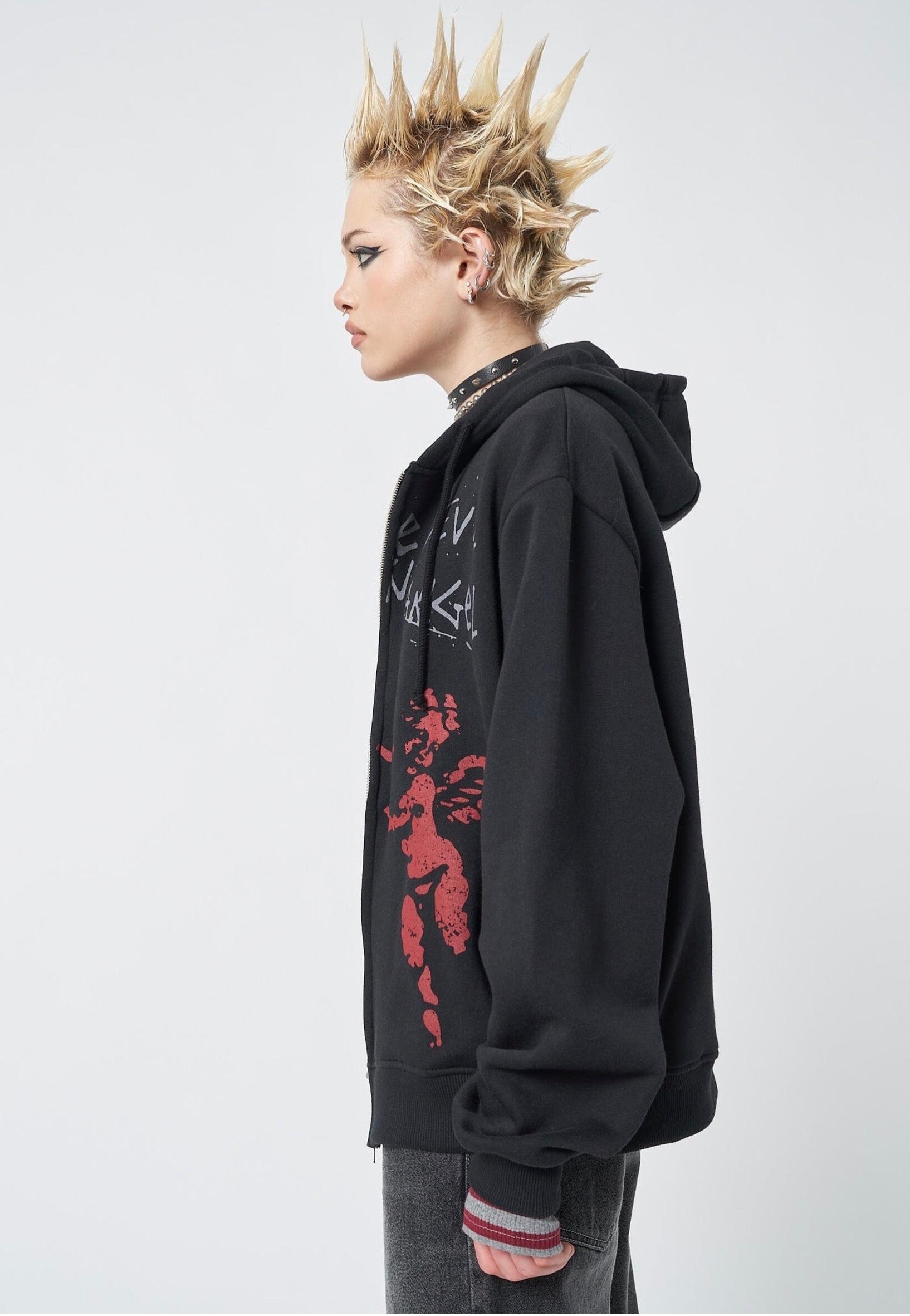 Minga London - Red Angel Black Zip Up Black - Zipper | Women-Image