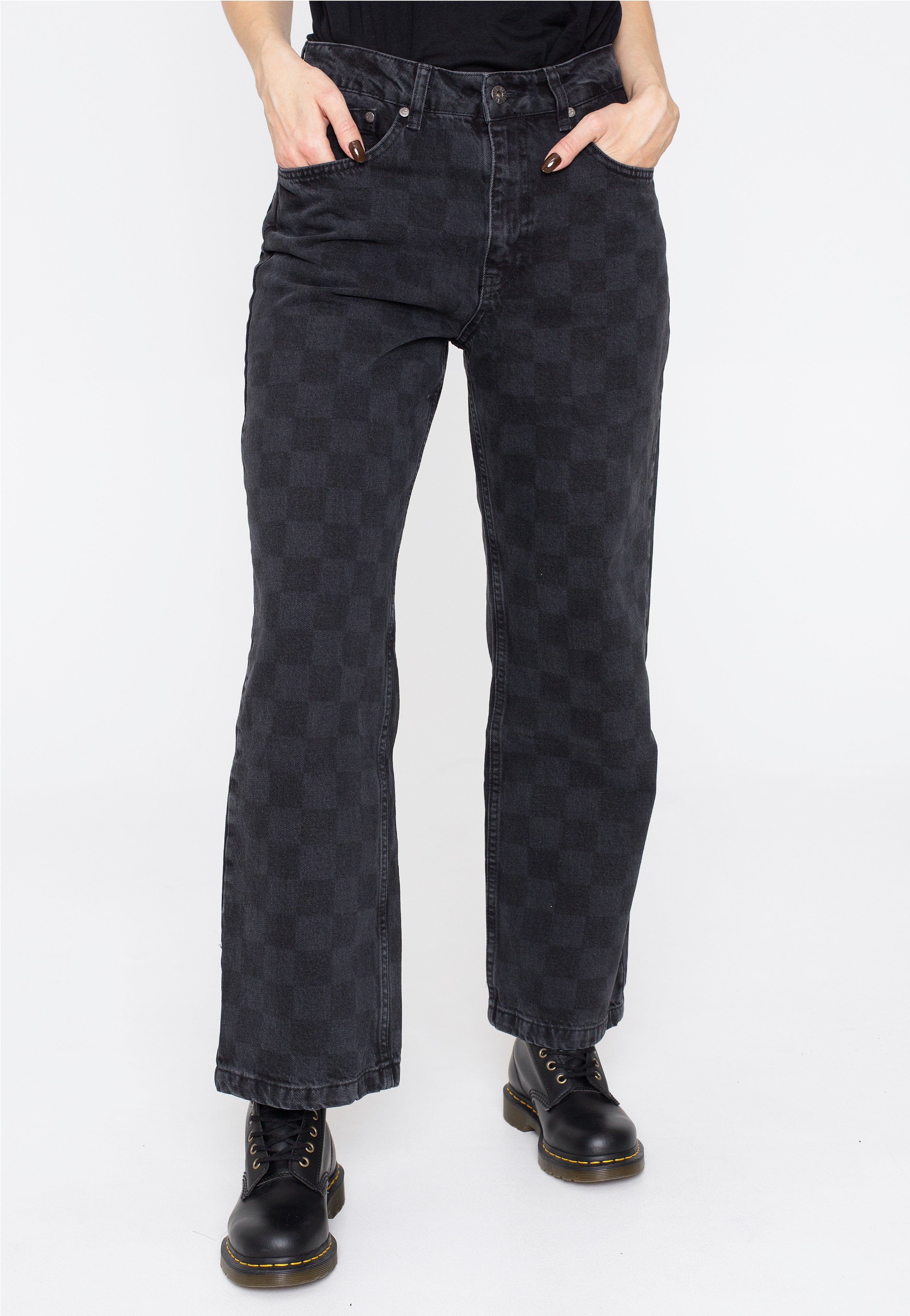 The Ragged Priest - Clack Checkerboard Dad Black Laser - Jeans | Women-Image