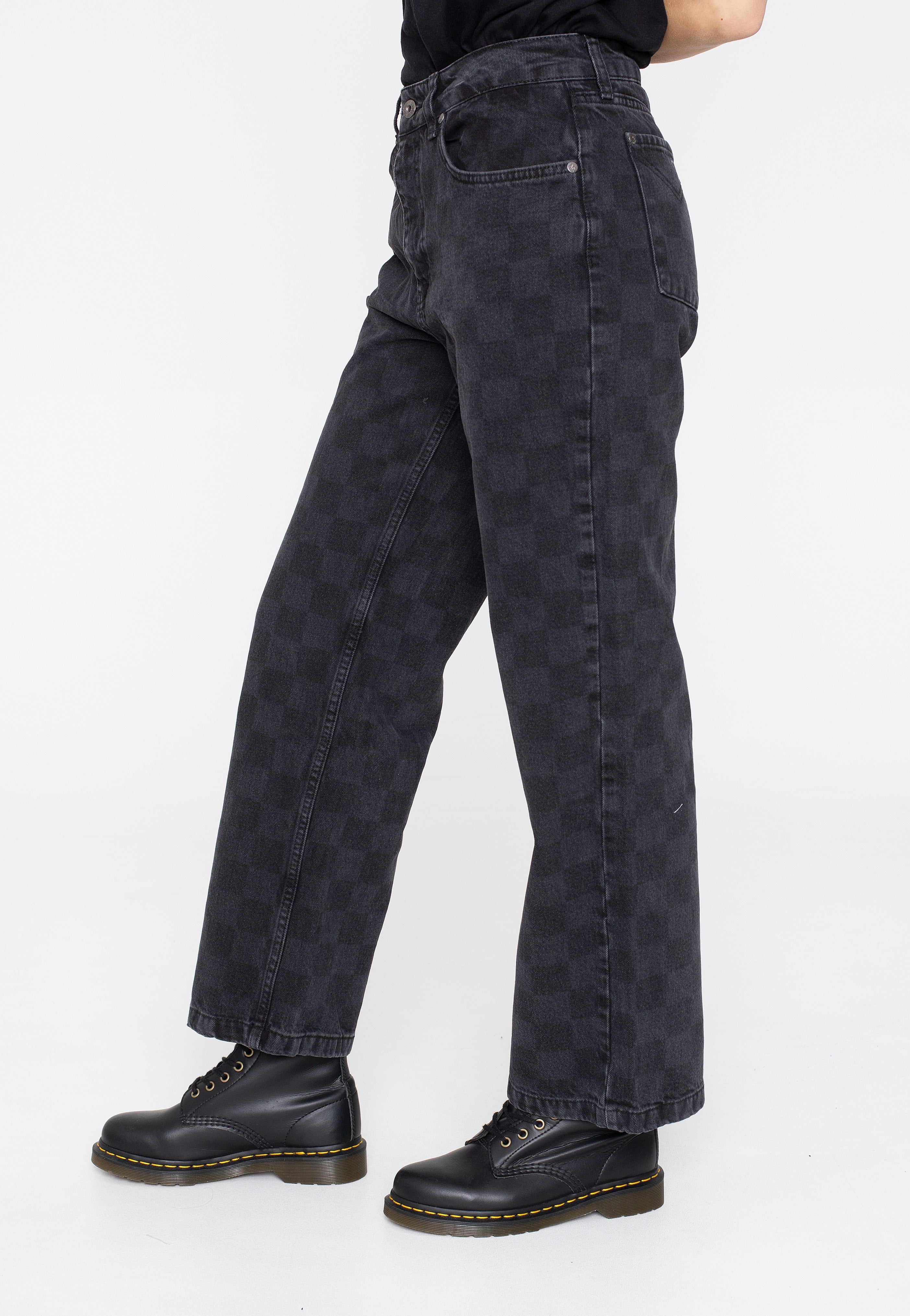 The Ragged Priest - Clack Checkerboard Dad Black Laser - Jeans | Women-Image