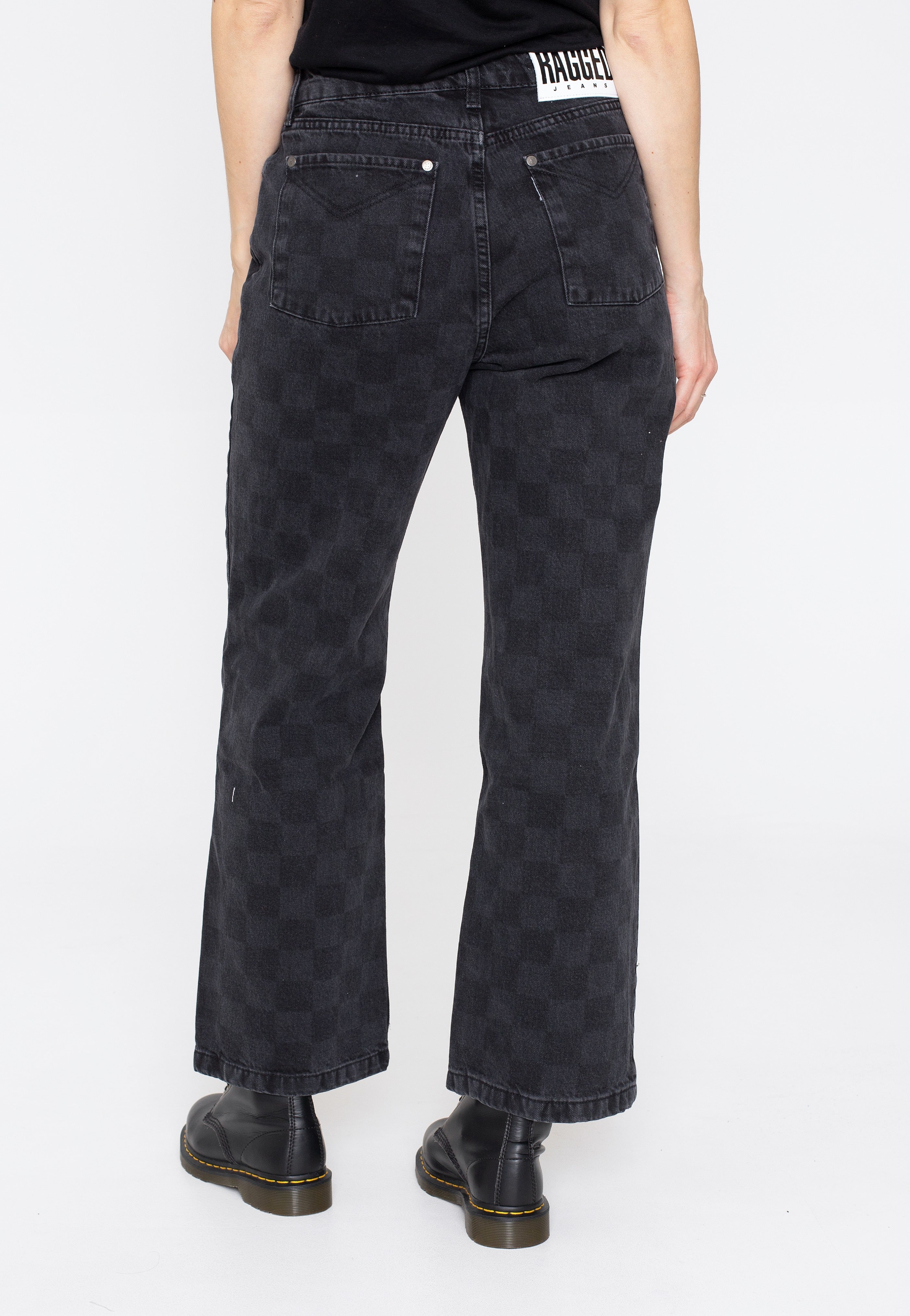 The Ragged Priest - Clack Checkerboard Dad Black Laser - Jeans | Women-Image