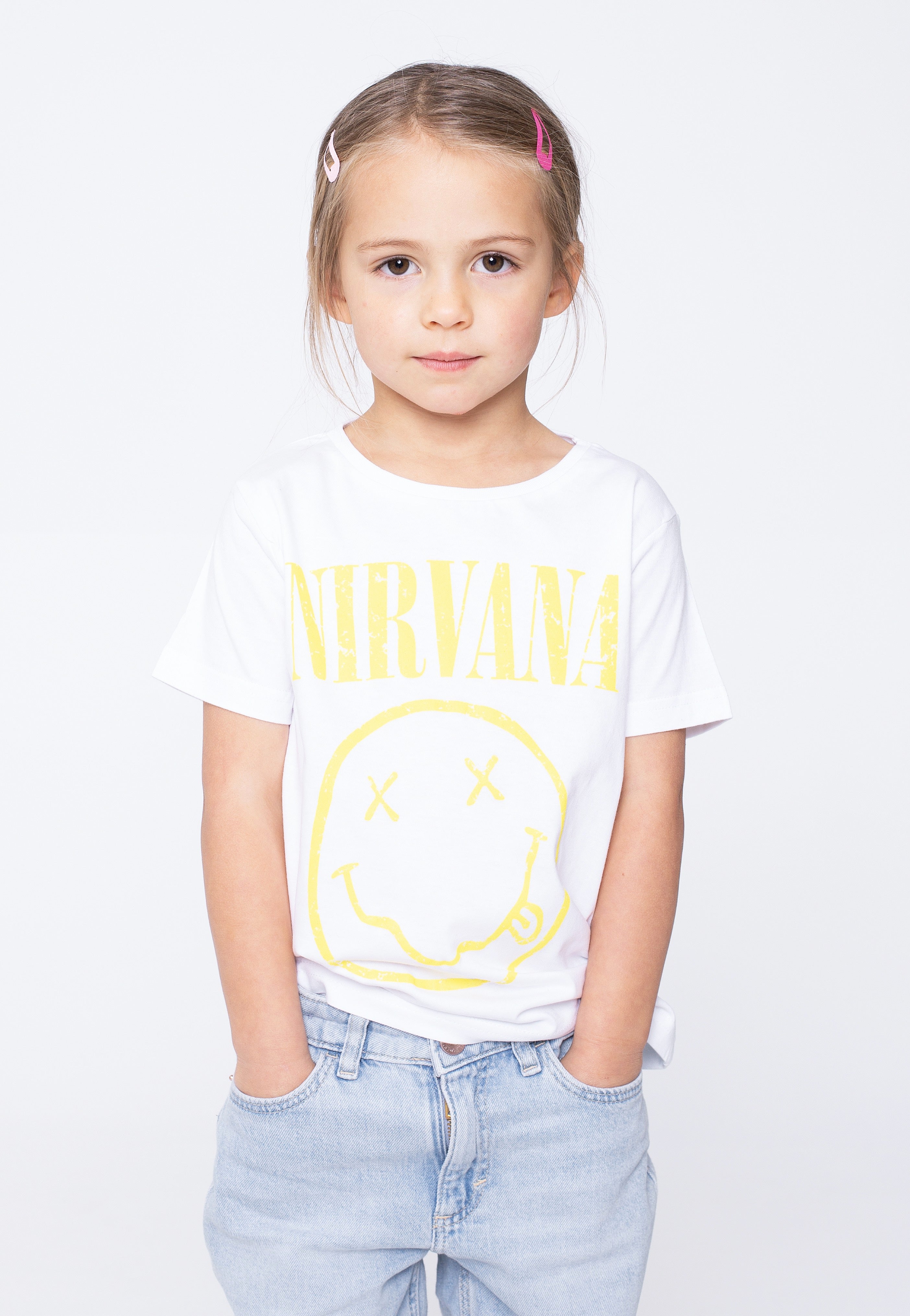 Nirvana - Yellow Happy Face Kids White - T-Shirt | Men-Image