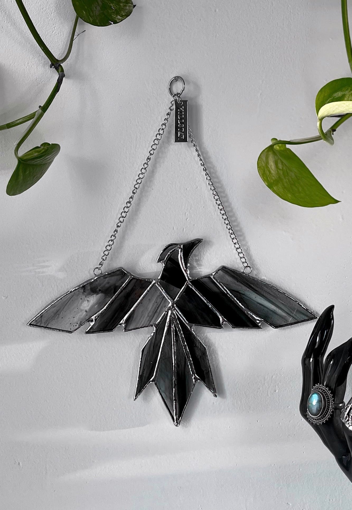 Killstar - Raven Stained Glass Black - Hanging Decoration | Neutral-Image