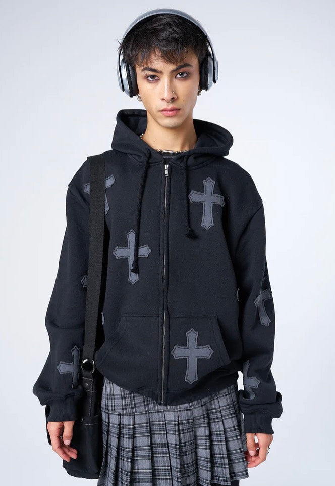 Minga London - Raven Cross Patch Black - Zipper | Men-Image