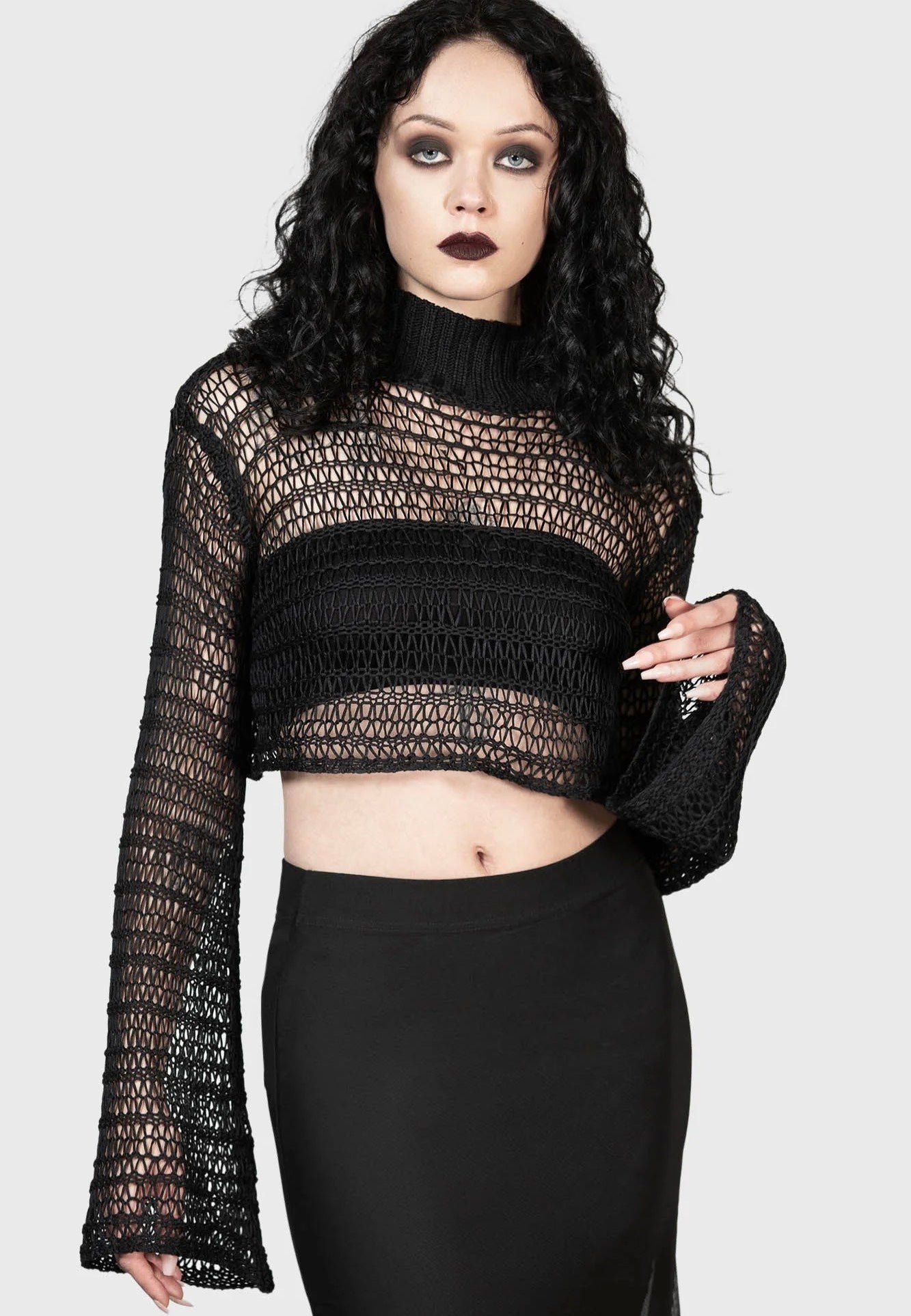 Killstar - Reacher Crop Black - Pullover | Women-Image