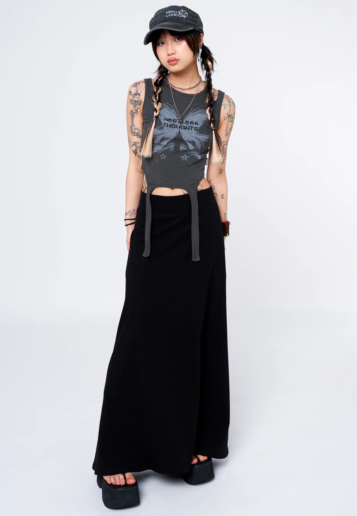 Minga London - Restless Thoughts Grey Straps Black - Top | Women-Image