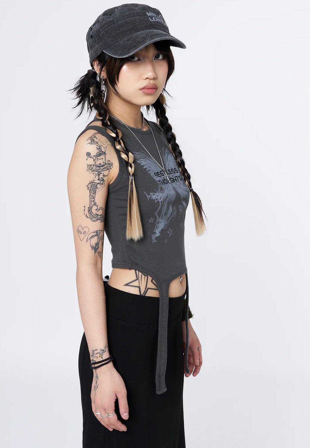 Minga London - Restless Thoughts Grey Straps Black - Top | Women-Image