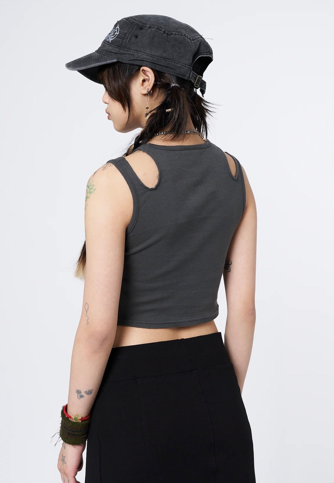 Minga London - Restless Thoughts Grey Straps Black - Top | Women-Image