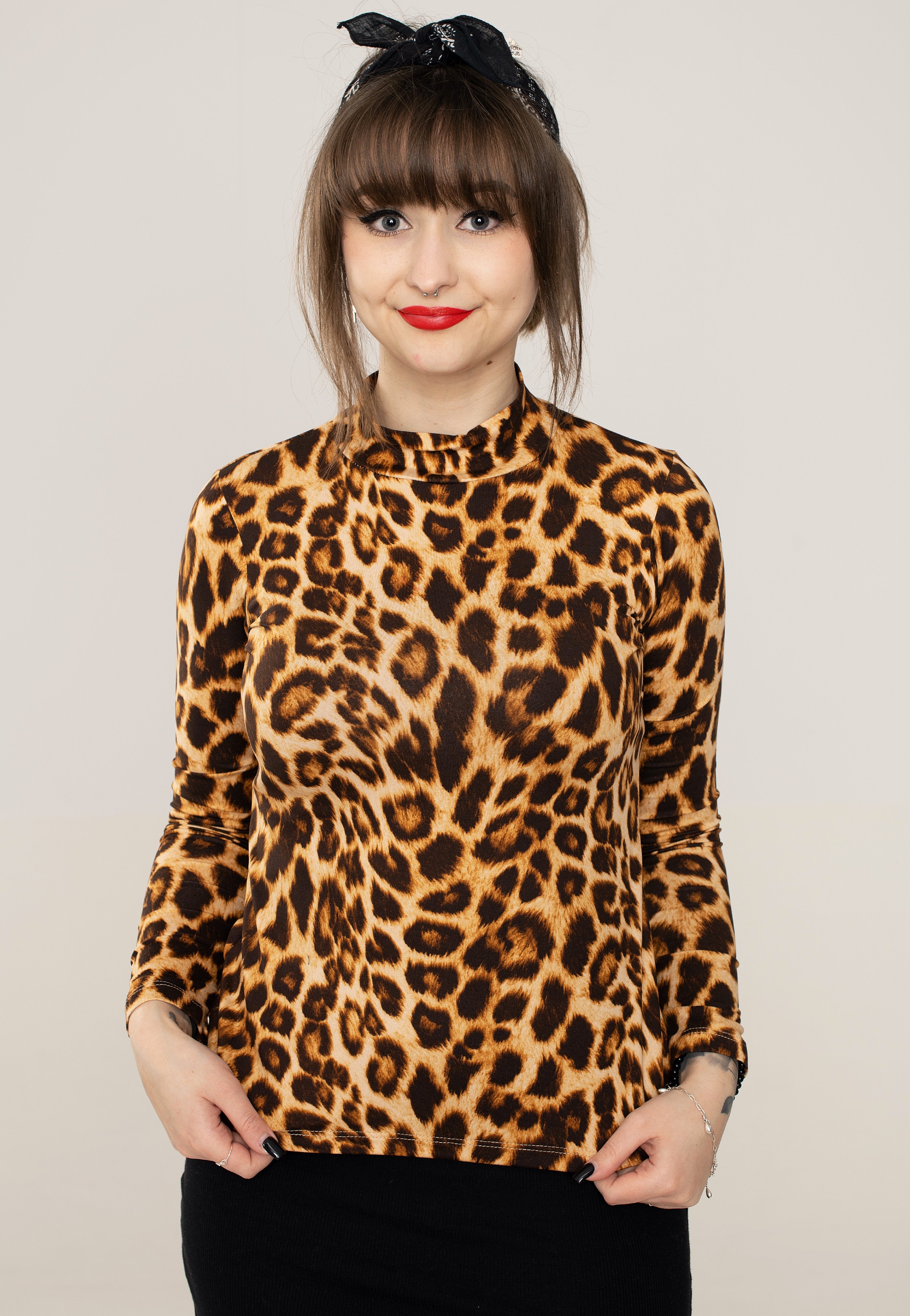 Retrolicious - Mock Neck Leopard - Longsleeve | Women-Image