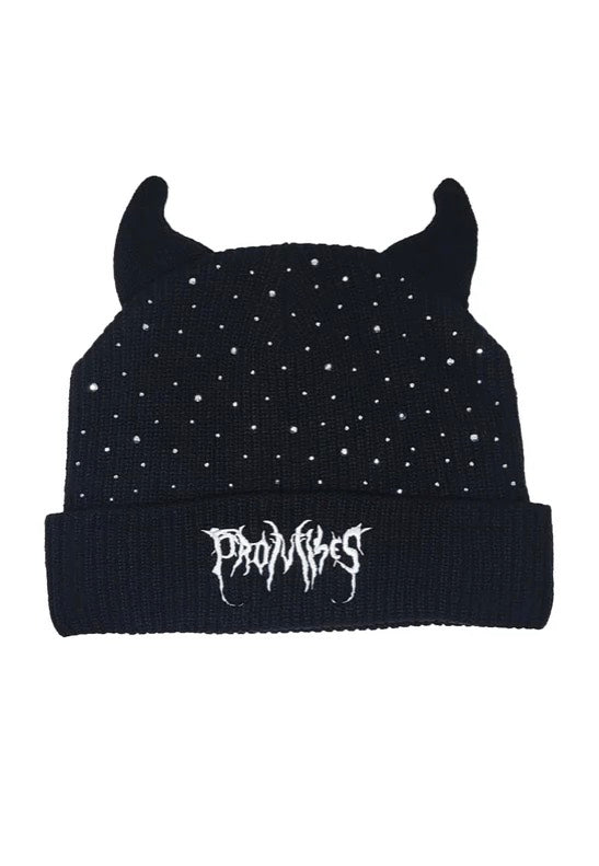 Broken Promises - Rhinestone Devil Horn - Beanie | Neutral-Image