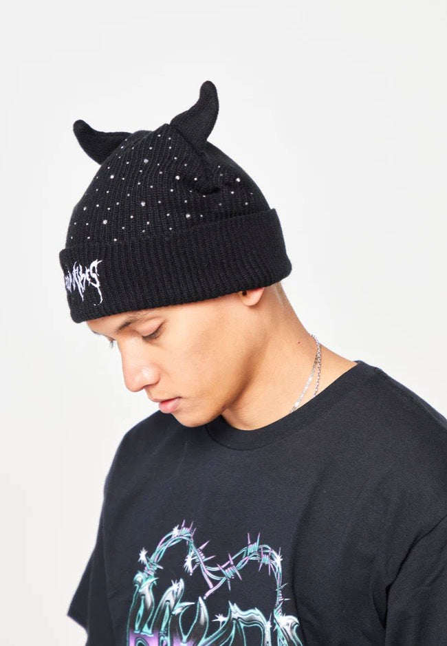 Broken Promises - Rhinestone Devil Horn - Beanie | Neutral-Image