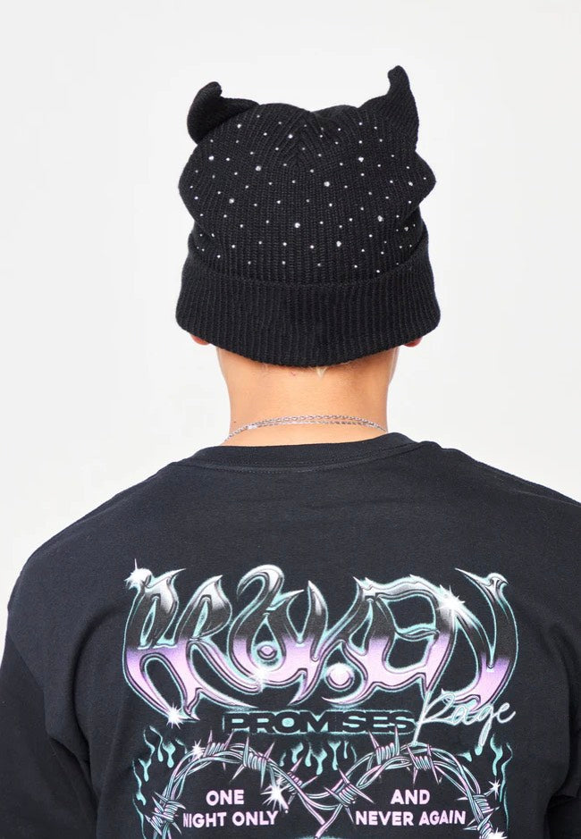 Broken Promises - Rhinestone Devil Horn - Beanie | Neutral-Image