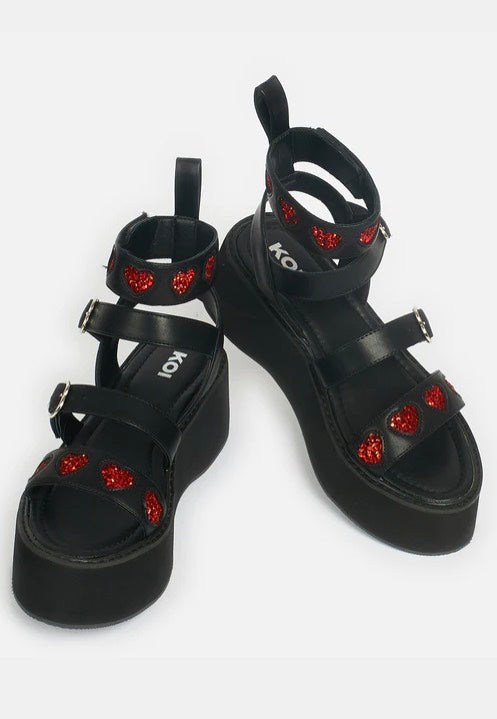 Koi Footwear - Rogue Lovergirl Flatform Heart Black - Girl Sandals | Women-Image