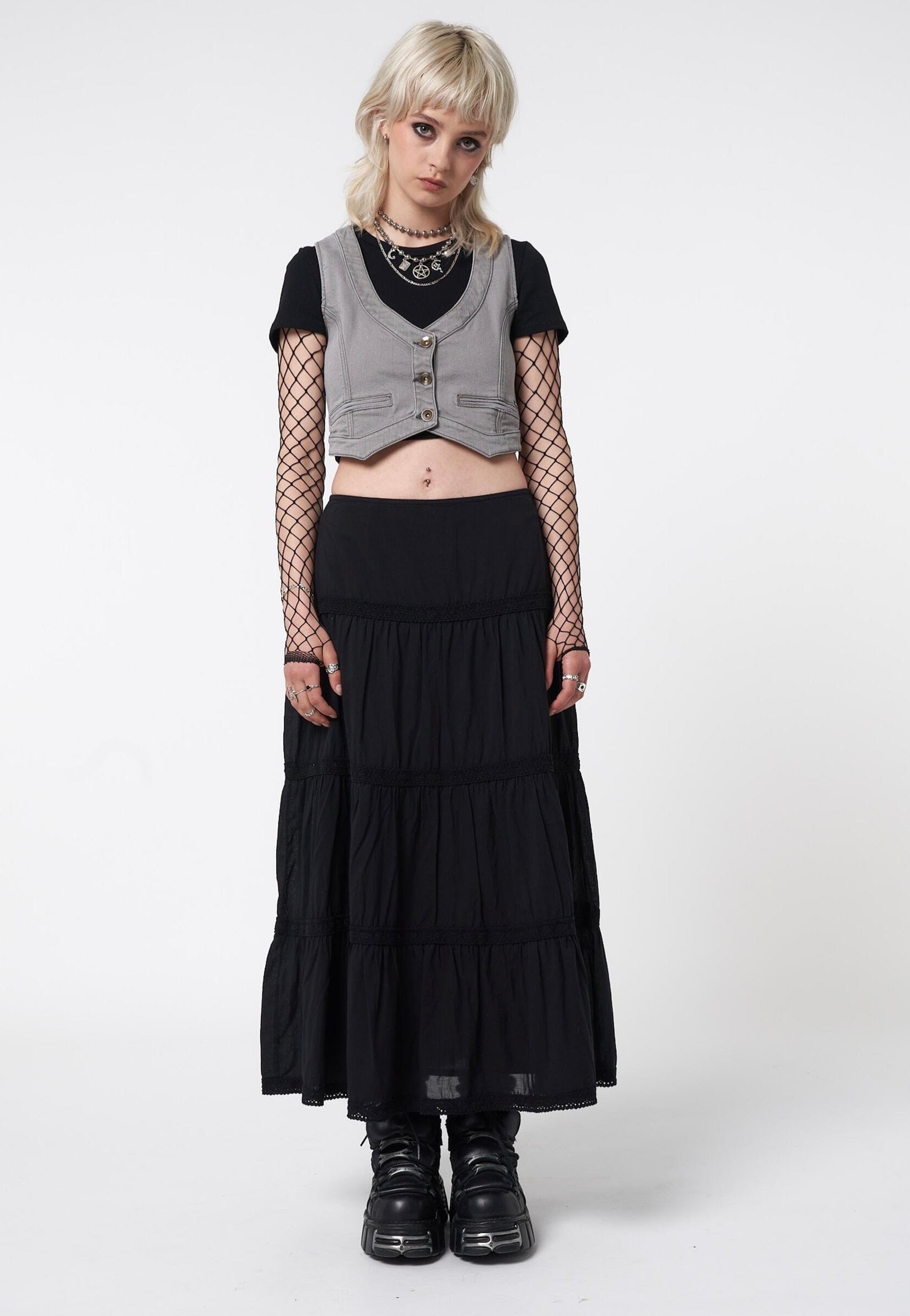 Minga London - Raven Ruffle Lace Black - Skirt | Women-Image