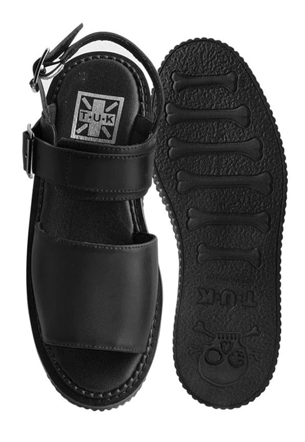 T.U.K. - Stratcreeper Buckled Sandal Brush Black Pu - Girl Sandals | Women-Image