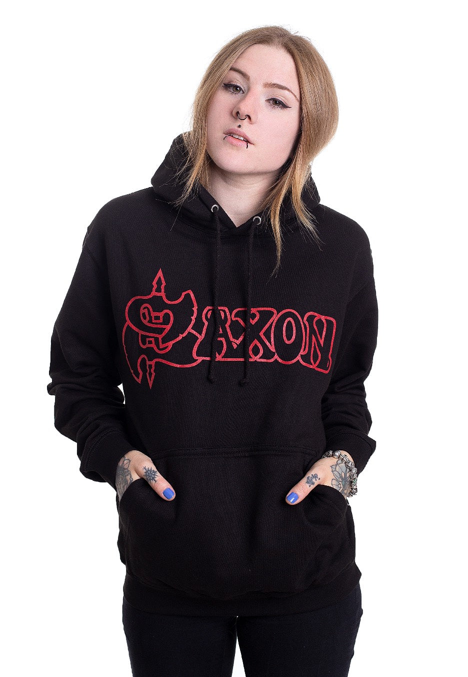 Saxon - Denim And Leather - Hoodie | Women-Image