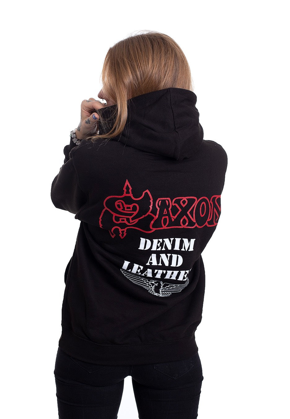 Saxon - Denim And Leather - Hoodie | Women-Image