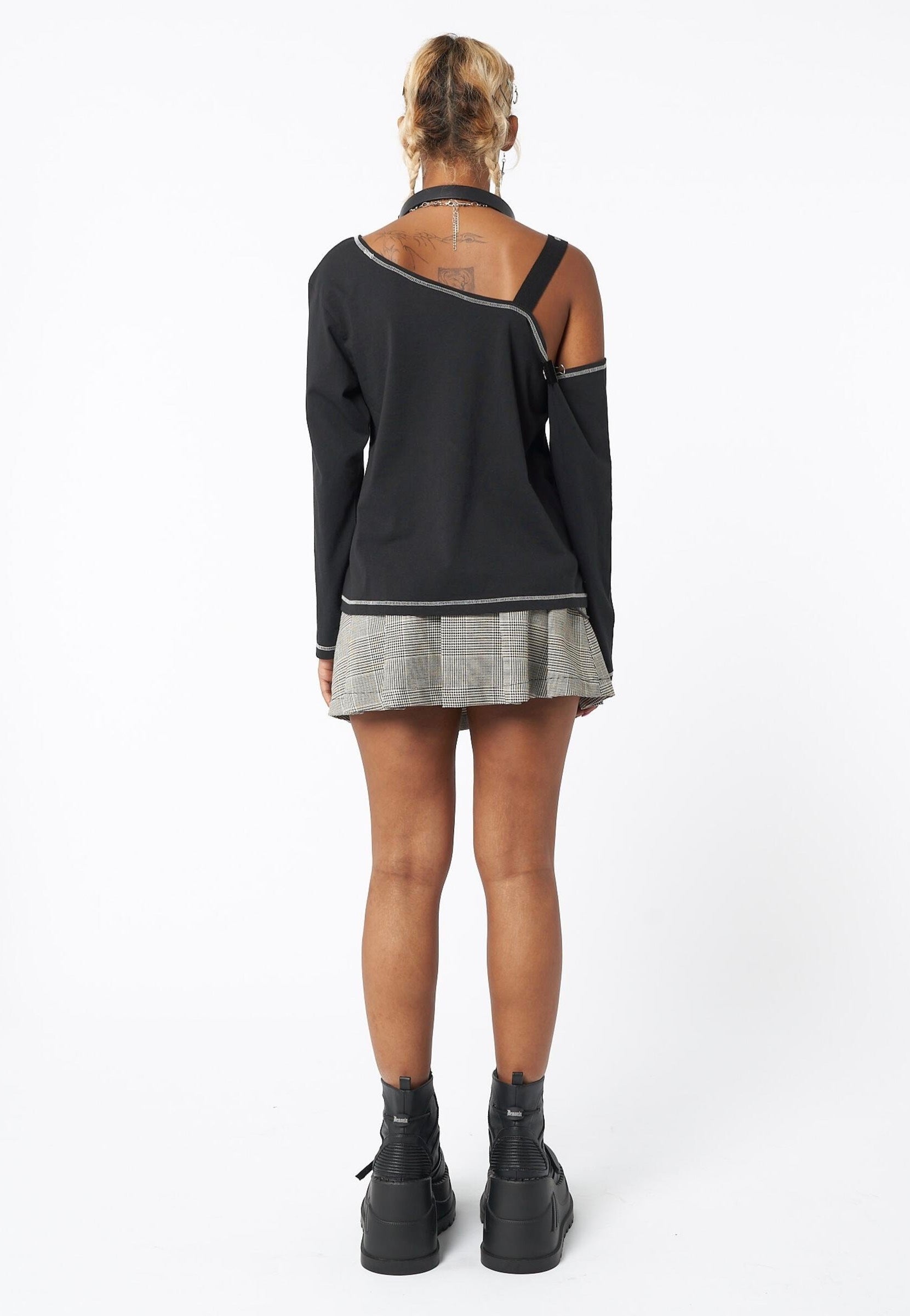 Minga London - Shocky Black Asymmetric Grey - Top | Women-Image