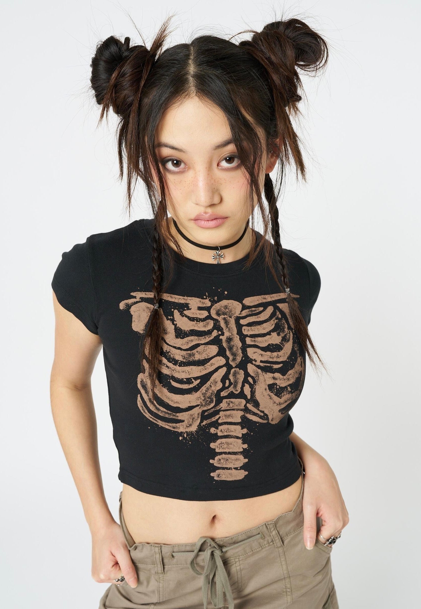 Minga London - Skeleton Black Graphic Print Baby Black - T-Shirt | Women-Image