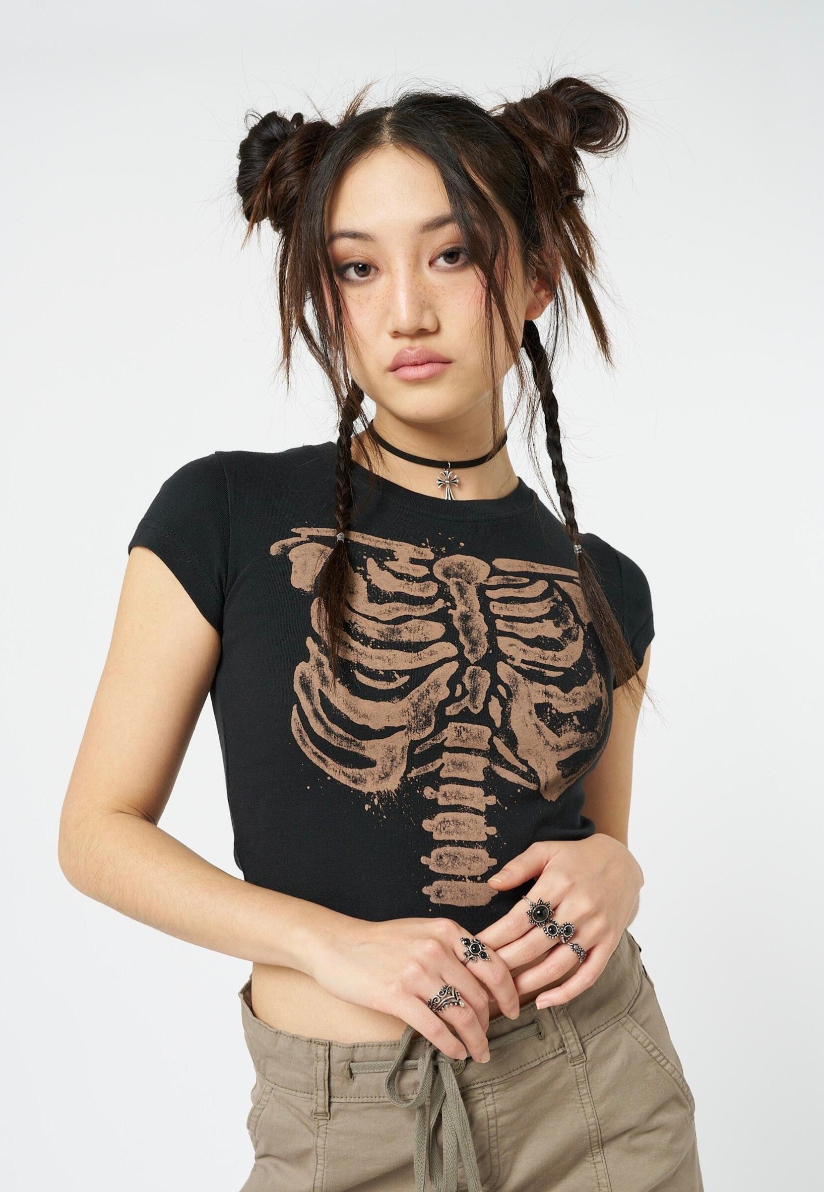 Minga London - Skeleton Black Graphic Print Baby Black - T-Shirt | Women-Image