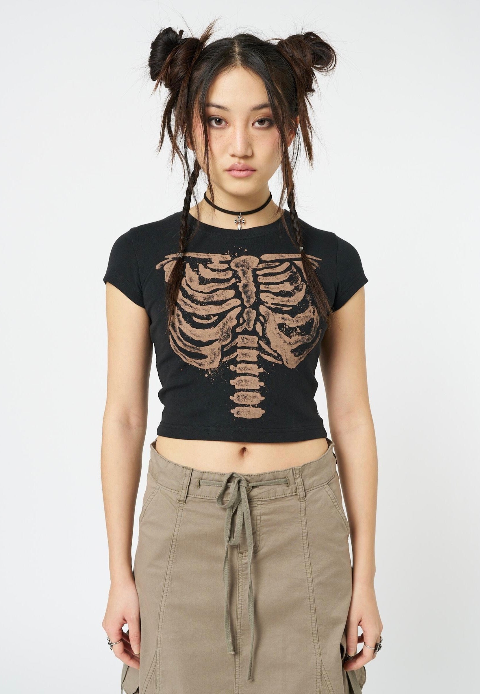 Minga London - Skeleton Black Graphic Print Baby Black - T-Shirt | Women-Image