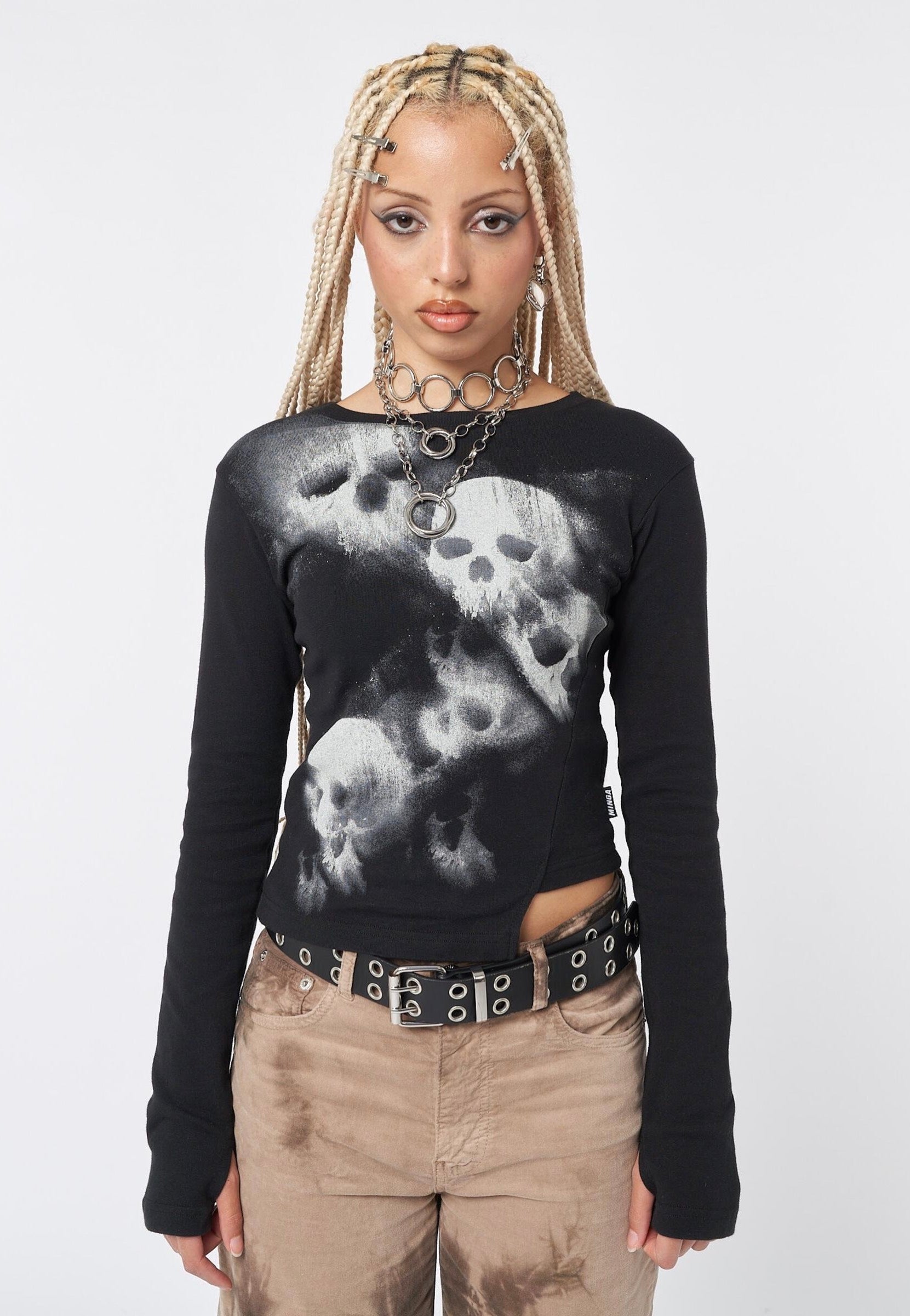 Minga London - Skull Crusher Black Asymmetric Black - Top | Women-Image