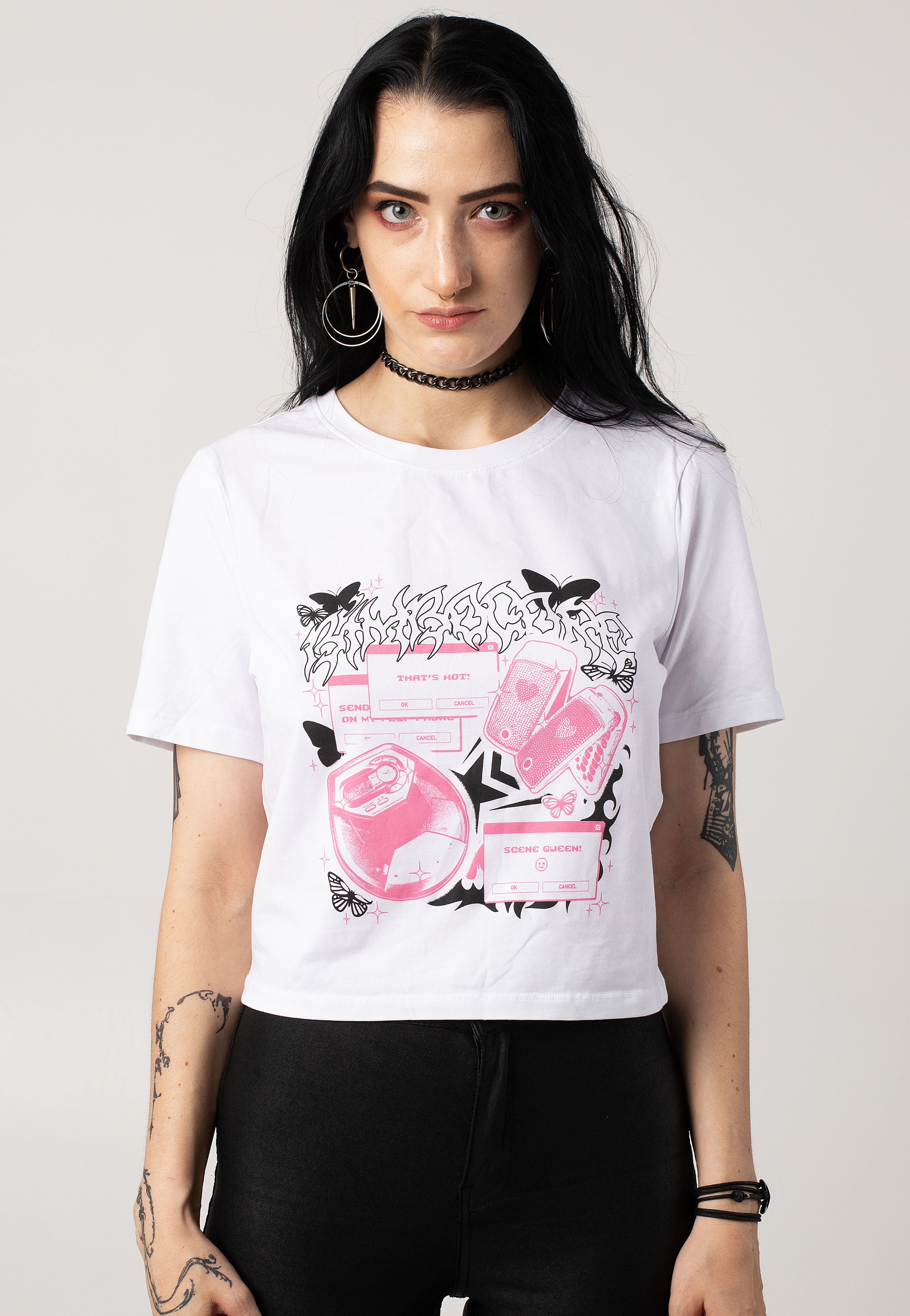 Scene Queen - Bimbocore Y2K Crop White - Girly | Women-Image