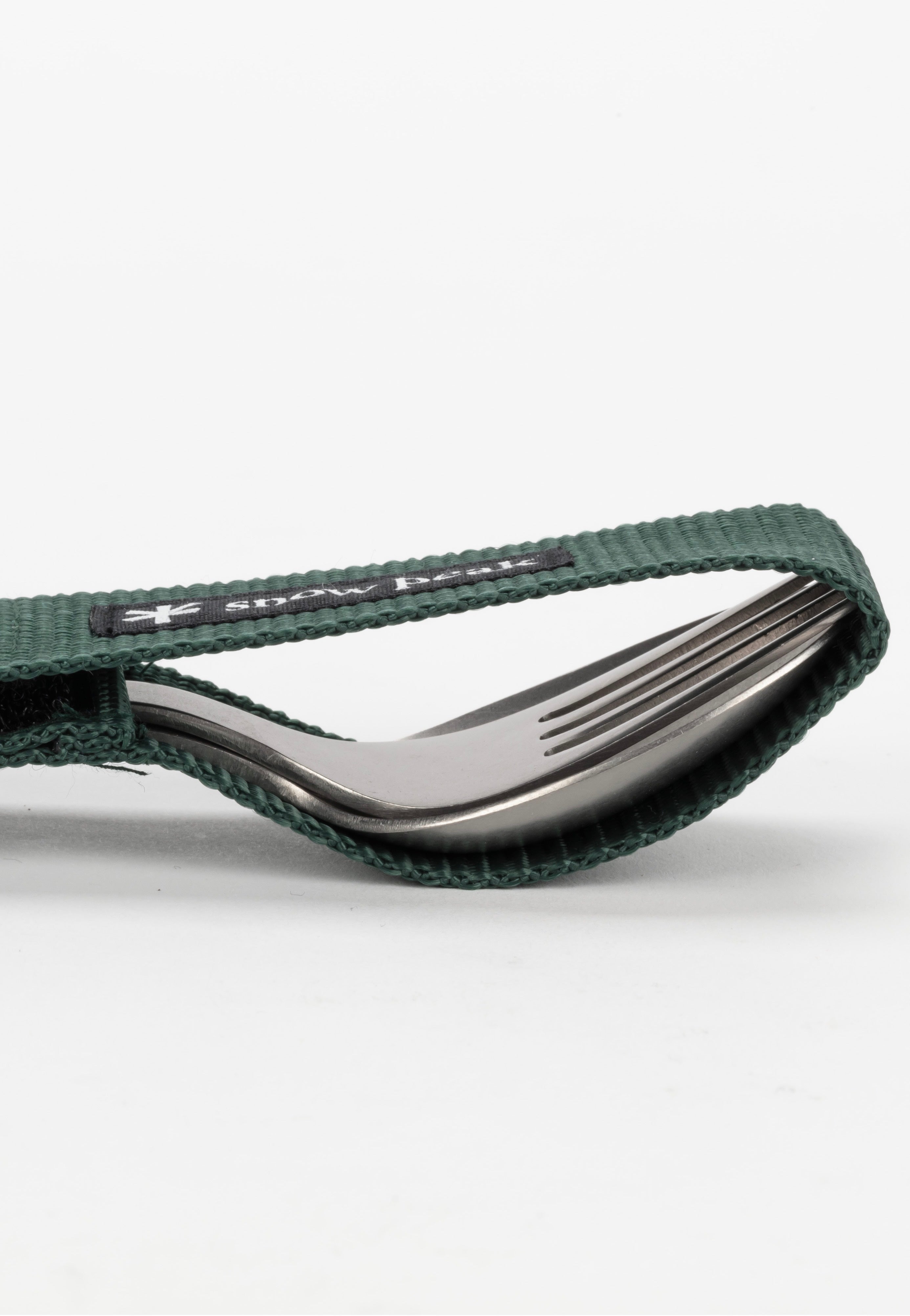 Snow Peak - Titanium Fork & Spoon Darkgreen - Cutlery Set | Neutral-Image