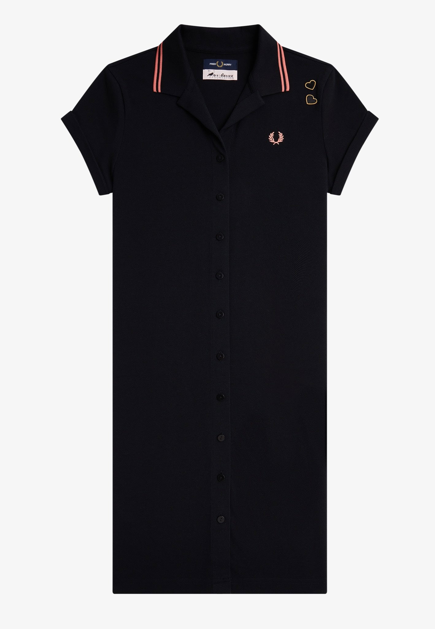 Fred Perry x Amy Winehouse - Button Thru Pique Shirt Black - Dress | Women-Image