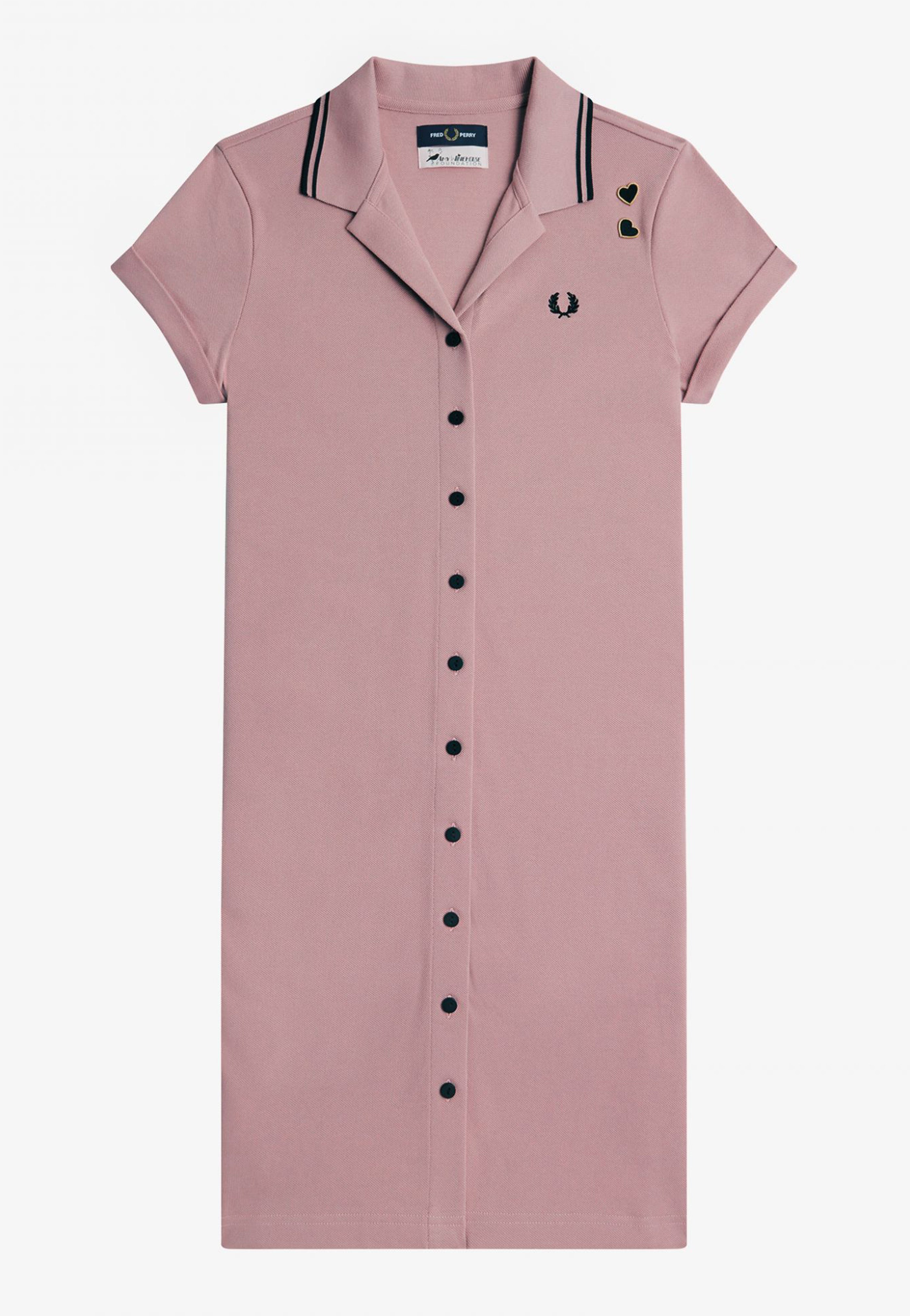 Fred Perry x Amy Winehouse - Button Thru Pique Shirt Dusty Rose Pink - Dress | Women-Image