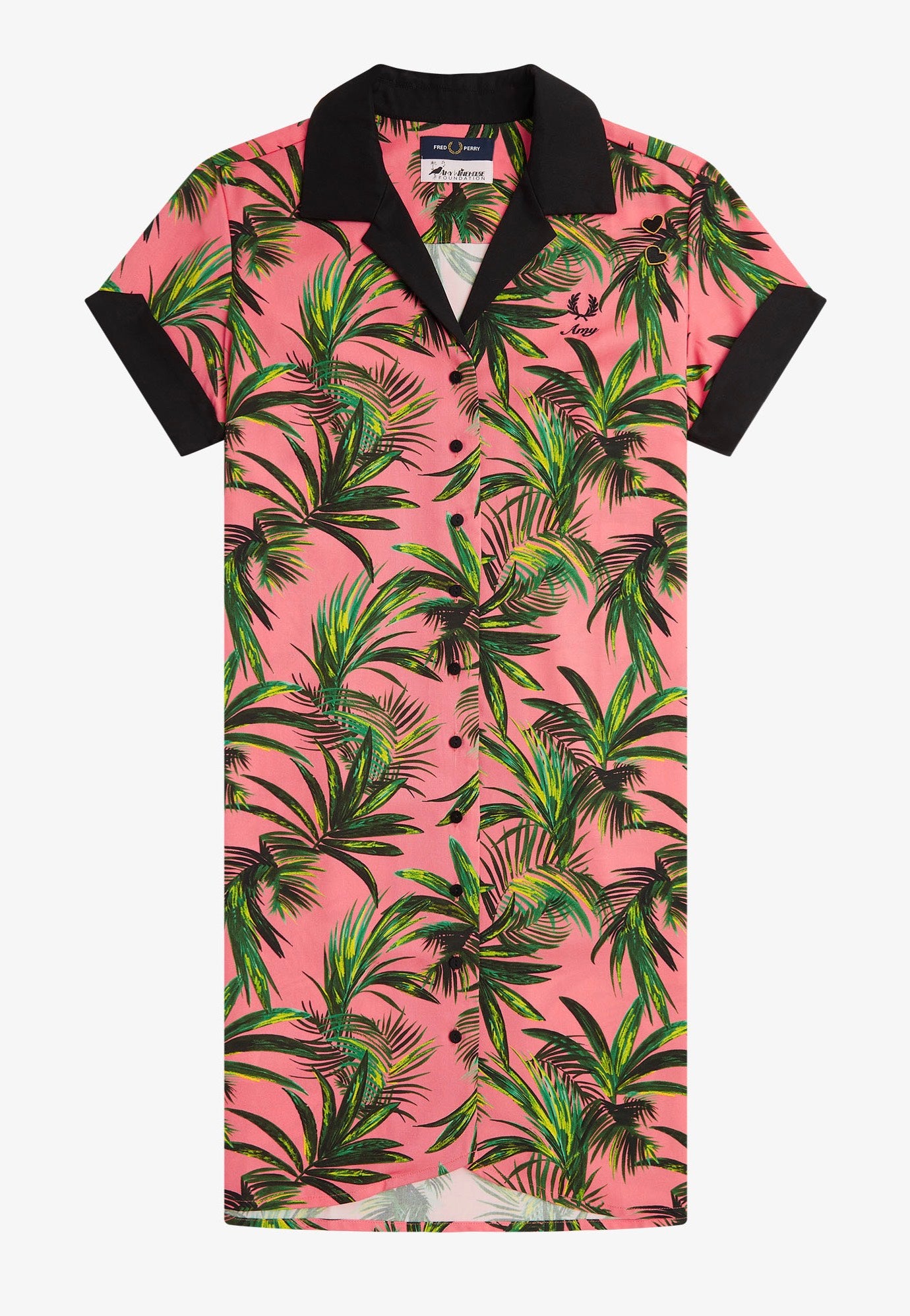 Fred Perry x Amy Winehouse - Palm Print Shirt Coral Heat - Dress | Women-Image