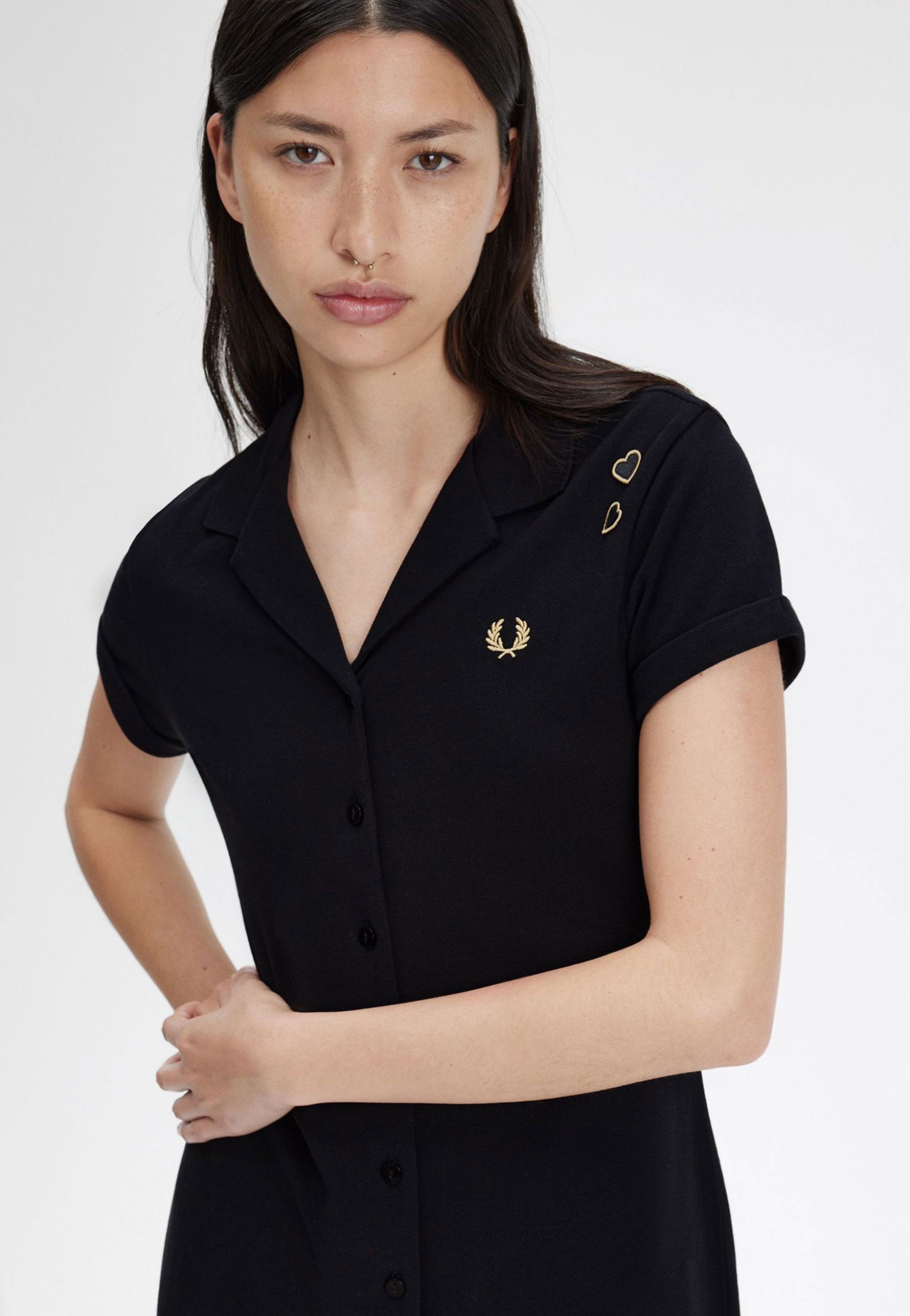 Fred Perry x Amy Winehouse - Button Thru Pique Shirt Black - Dress | Women-Image