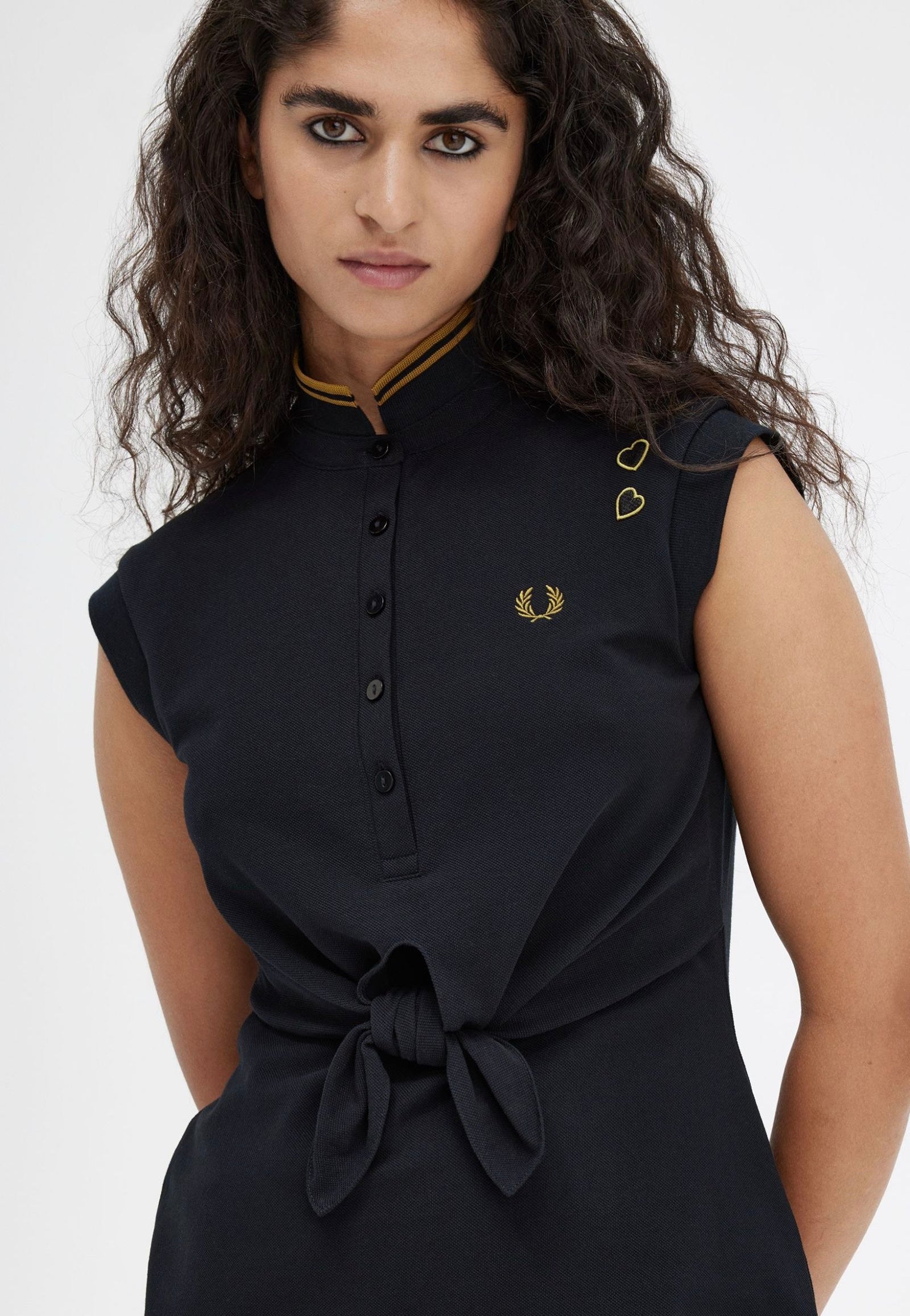 Fred Perry x Amy Winehouse - Tie Front Pique Black - Dress | Women-Image