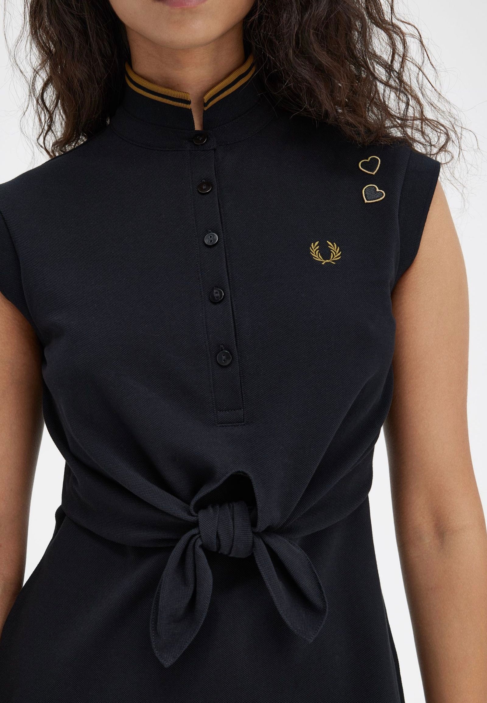 Fred Perry x Amy Winehouse - Tie Front Pique Black - Dress | Women-Image