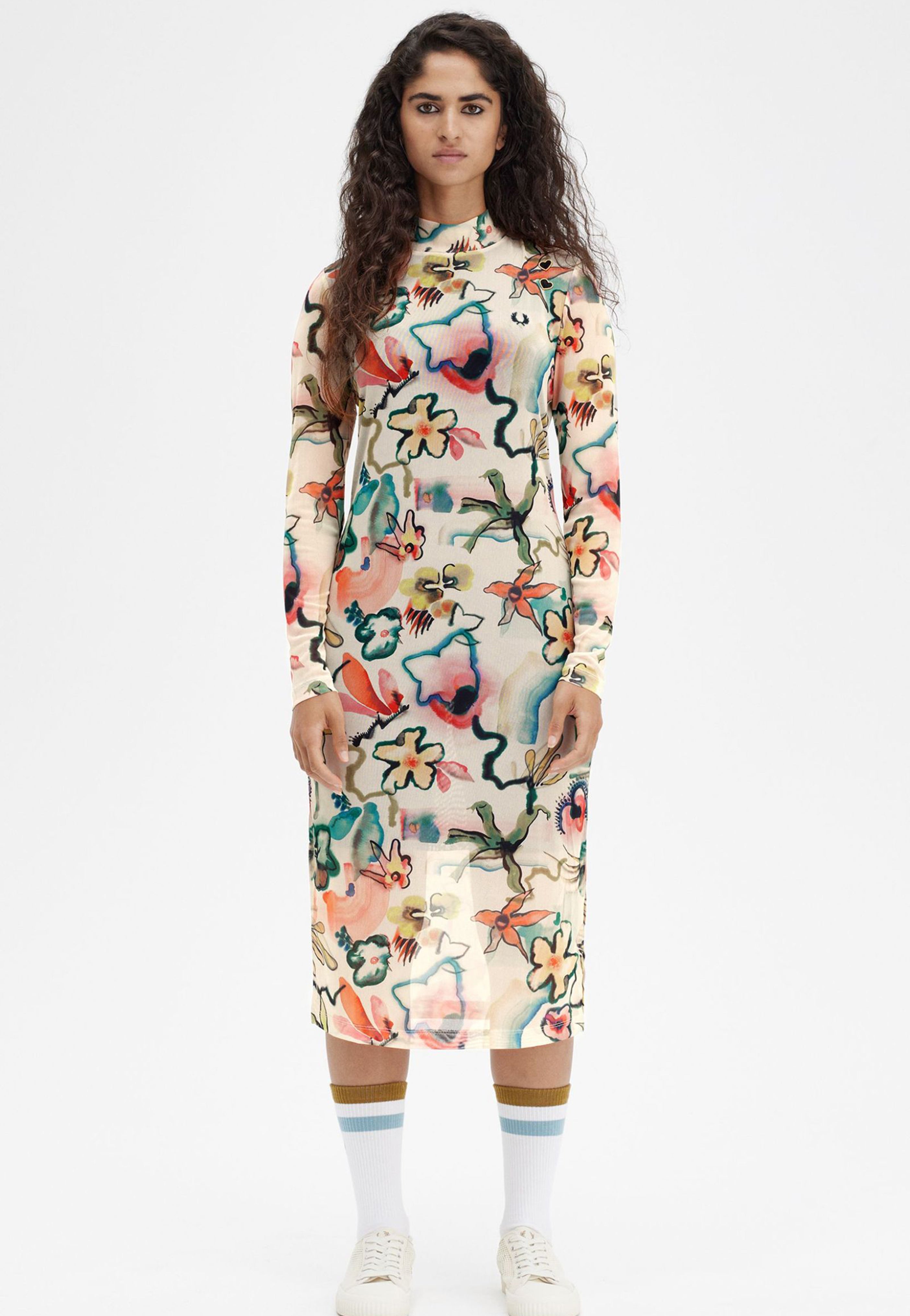 Fred Perry x Amy Winehouse - Printed Mesh Mock Neck Silky Peach - Dress | Women-Image