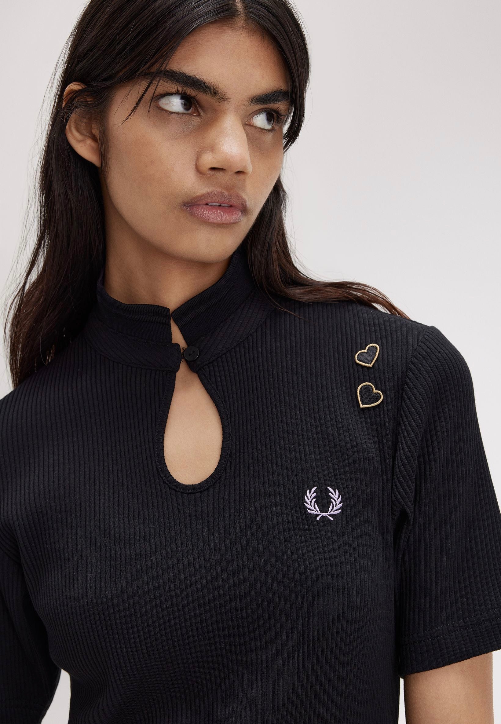 Fred Perry x Amy Winehouse - Ribbed Polo Black - Dress | Women-Image