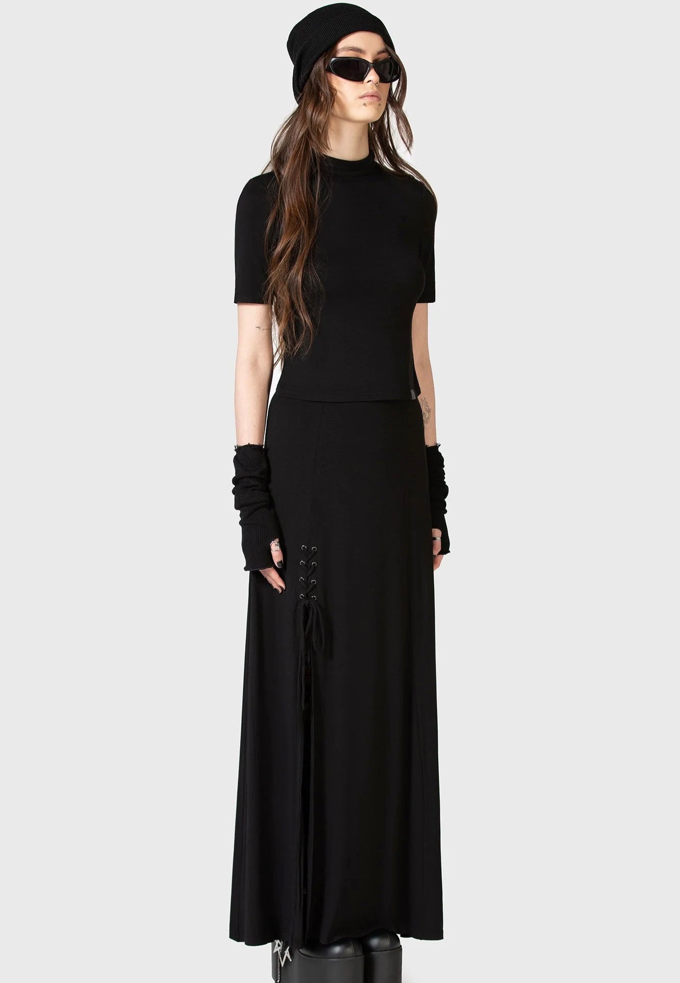 Killstar x Kihilist - Secretly Weep Maxi Black - Skirt | Women-Image