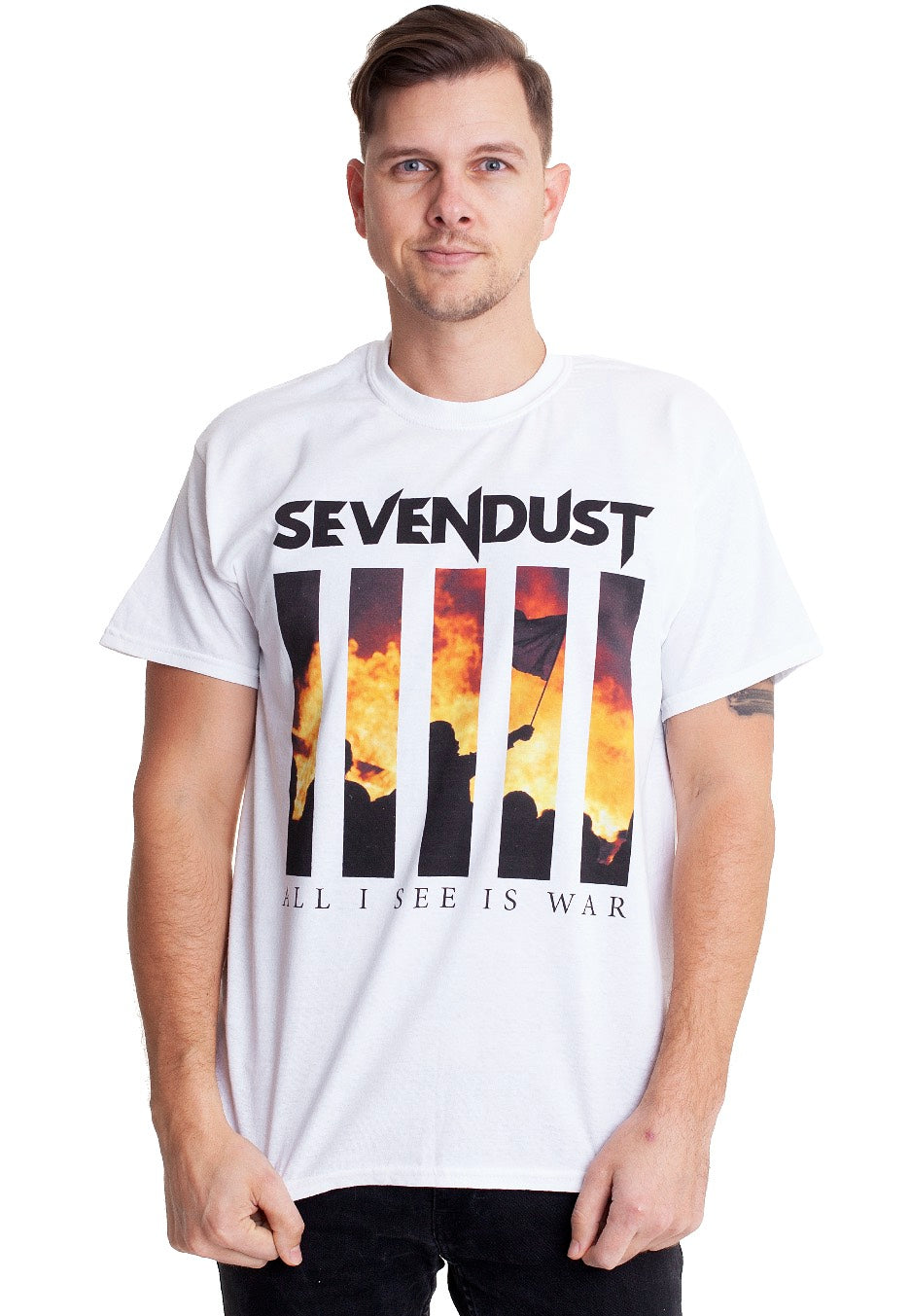 Sevendust - New All I See Is War White - T-Shirt | Men-Image