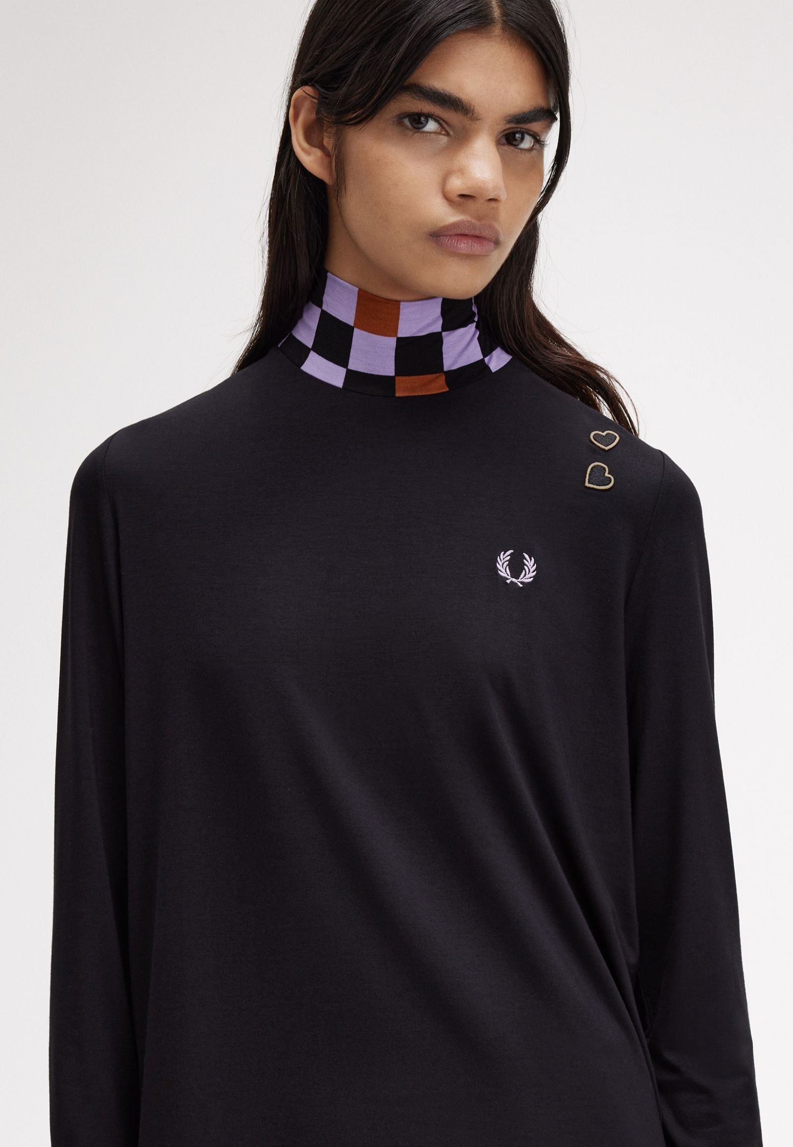 Fred Perry - Printed Trim High Neck Black - Longsleeve | Women-Image