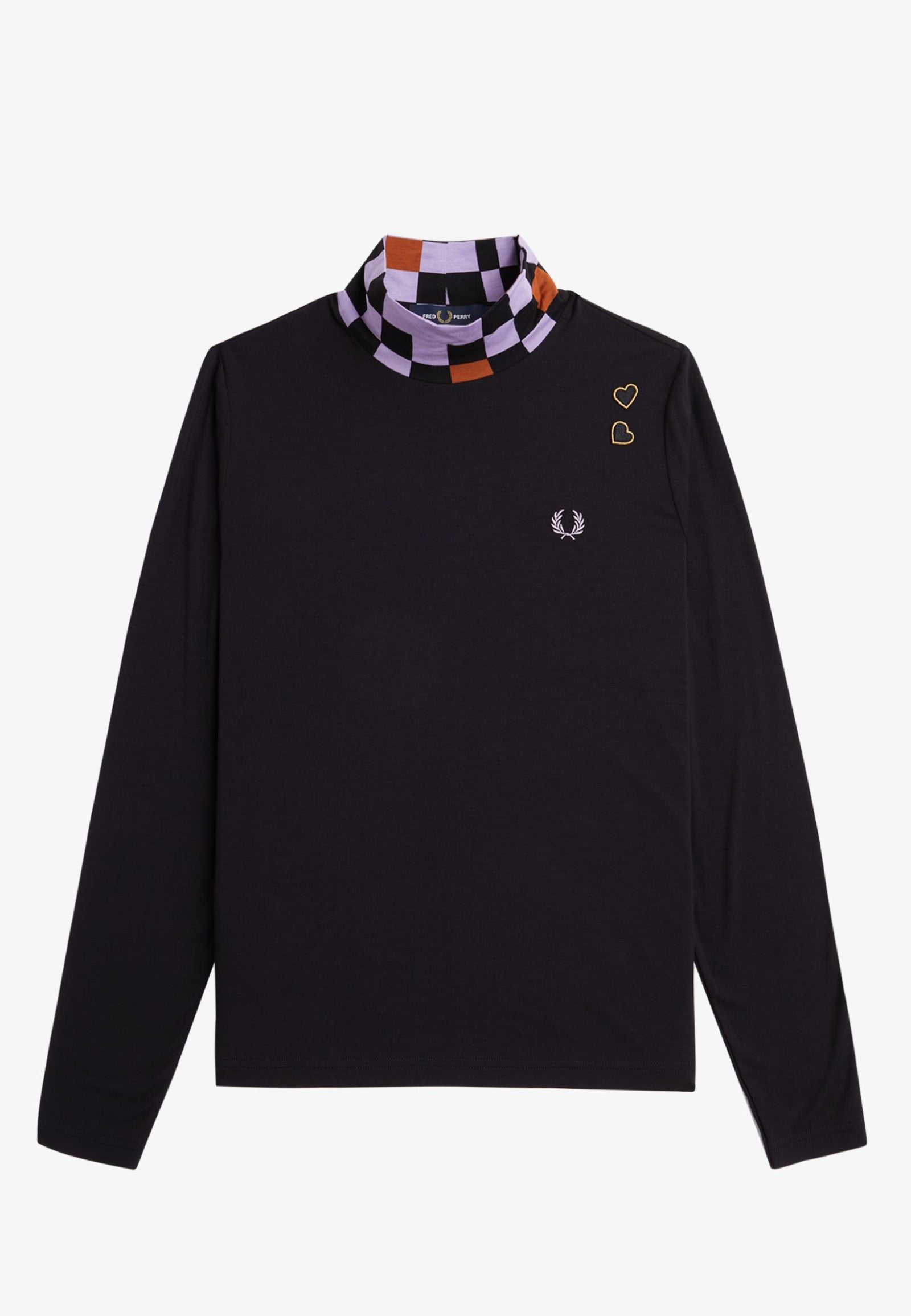 Fred Perry - Printed Trim High Neck Black - Longsleeve | Women-Image