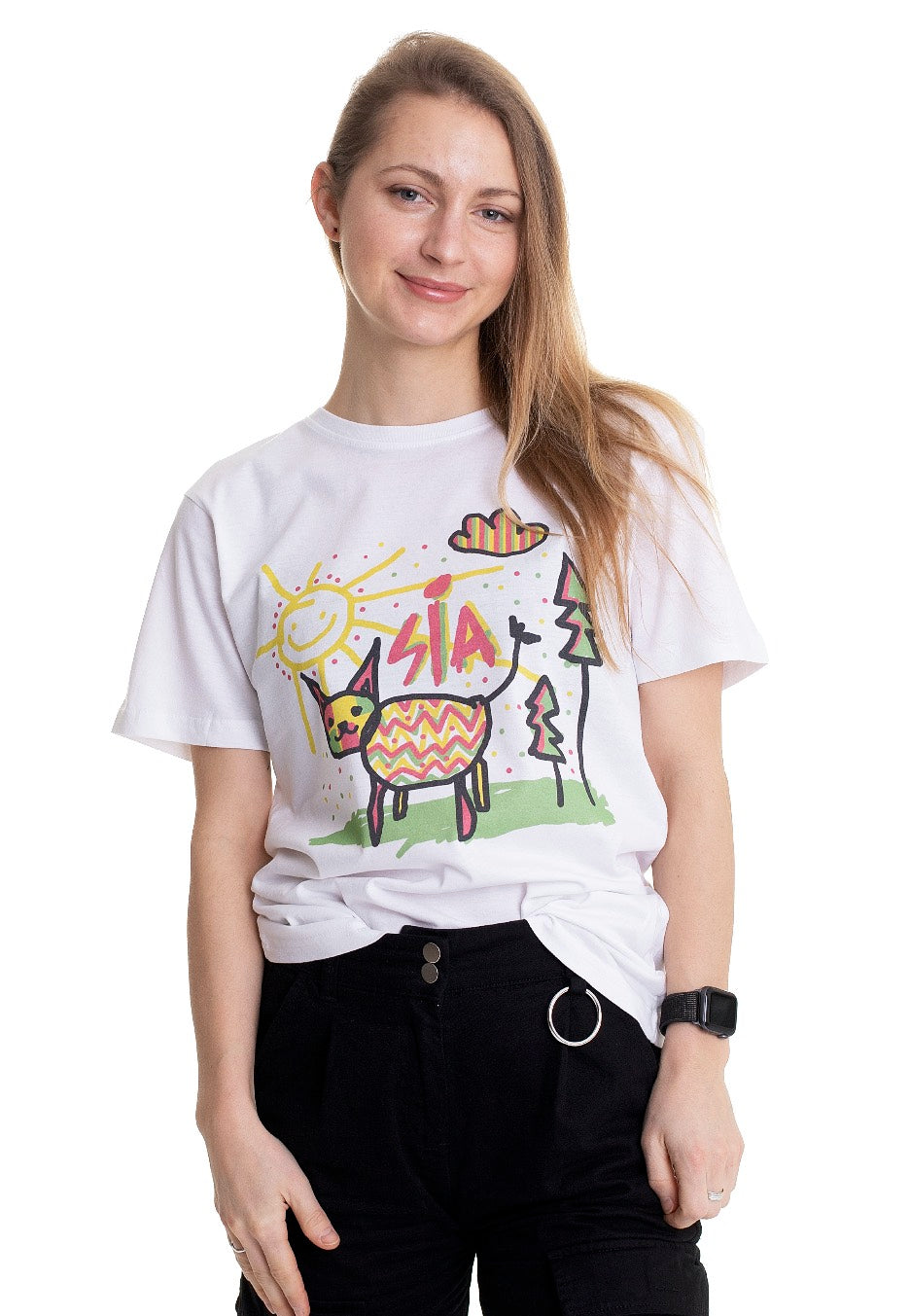 Sia - Coloured Cat White - T-Shirt | Women-Image