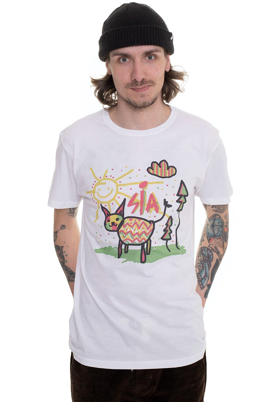 Sia - Coloured Cat White - T-Shirt | Men-Image