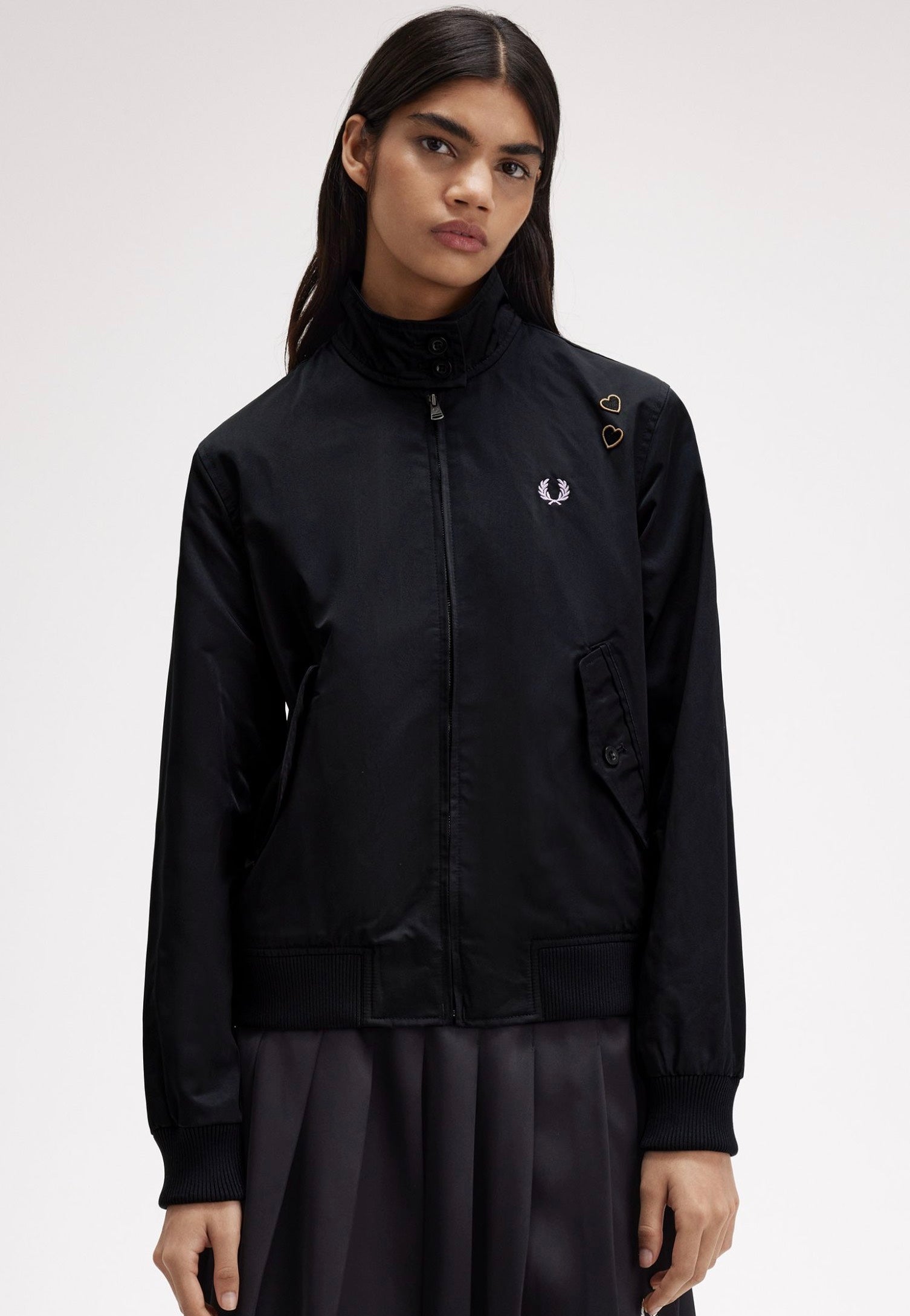 Fred Perry x Amy Winehouse - Zip Through Satin Black - Jacket | Women-Image