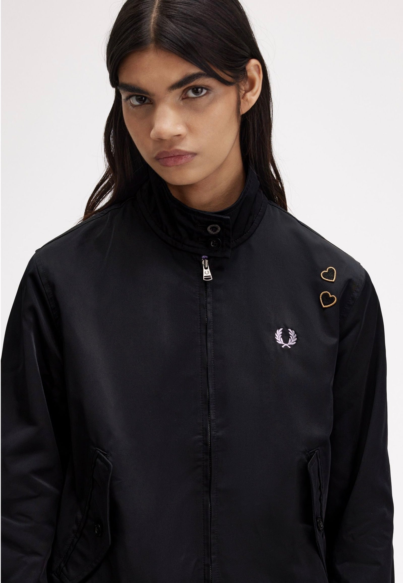 Fred Perry x Amy Winehouse - Zip Through Satin Black - Jacket | Women-Image