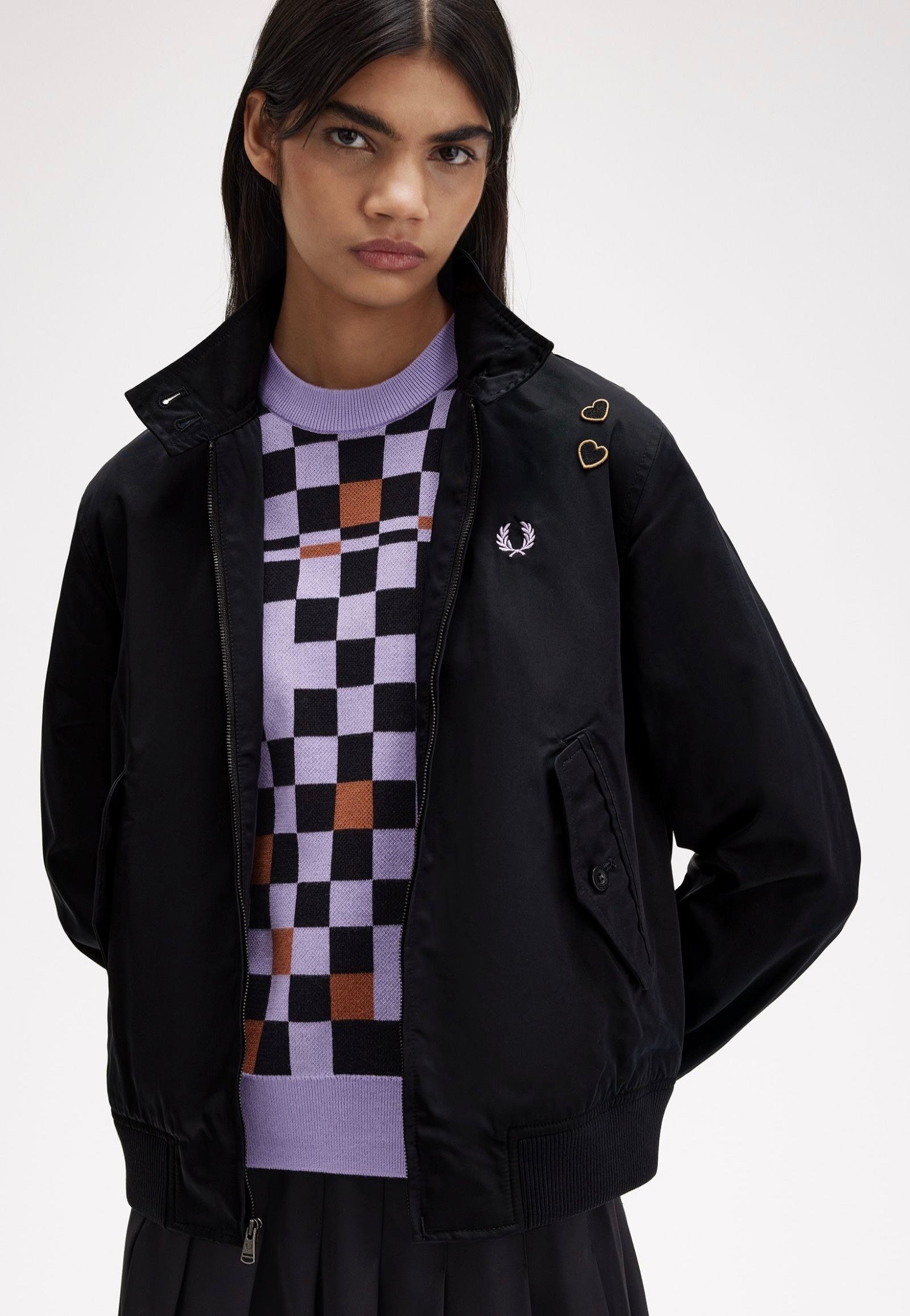 Fred Perry x Amy Winehouse - Zip Through Satin Black - Jacket | Women-Image