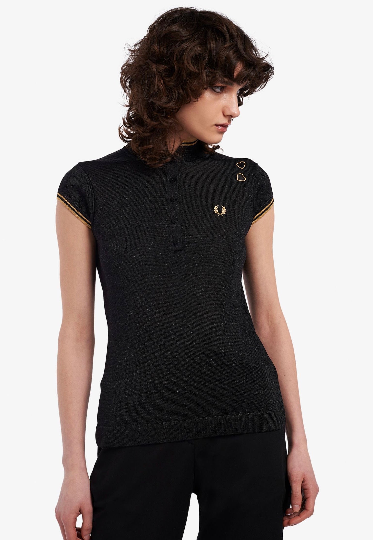 Fred Perry x Amy Winehouse - Metallic Knitted Black - Polo | Women-Image